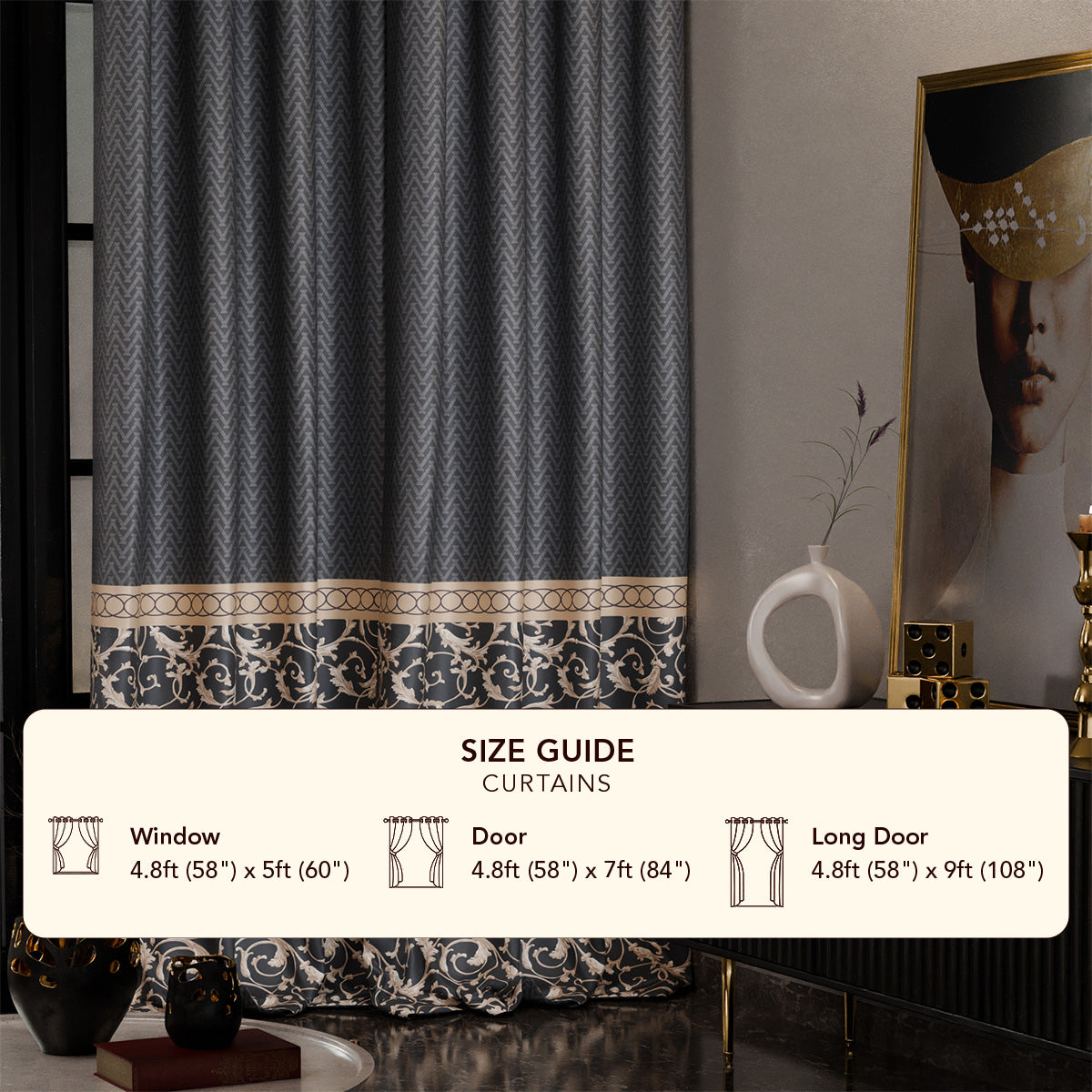 Regal Slate Satin Curtain