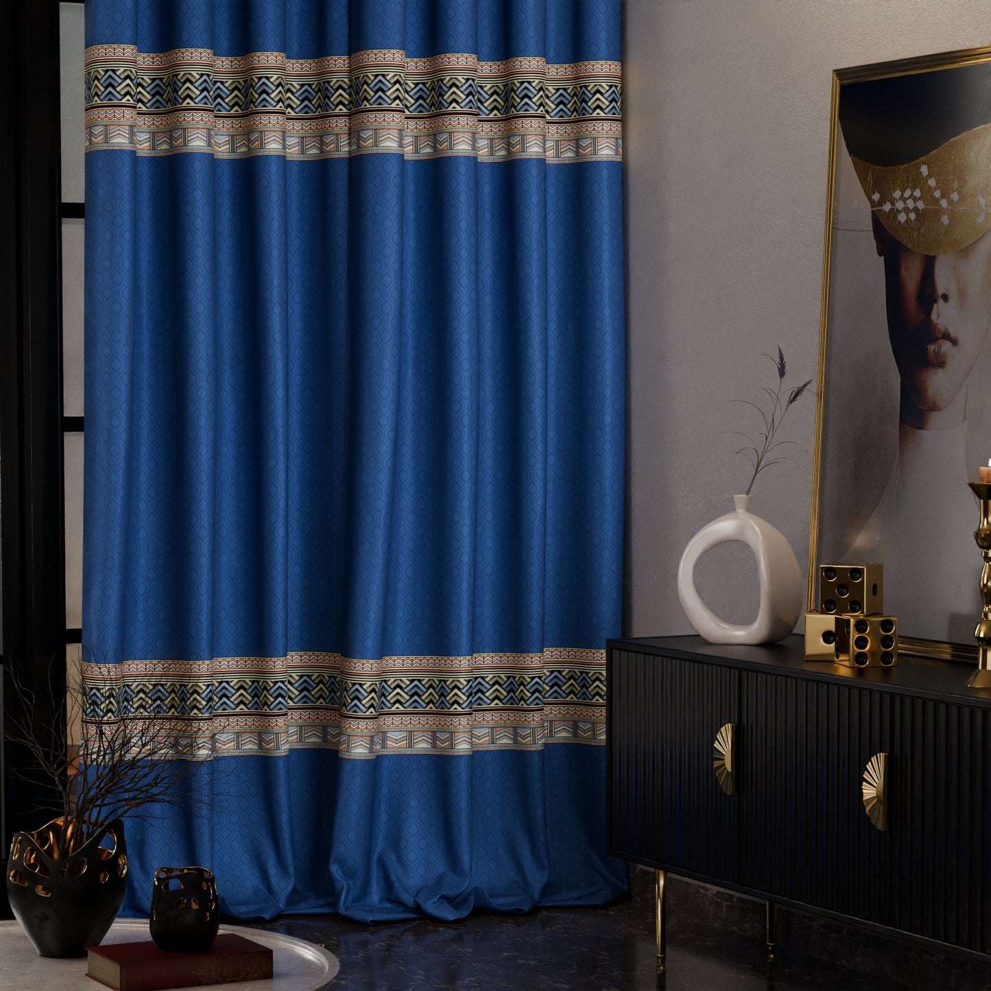 Celestial Blue Curtain with privacy lining