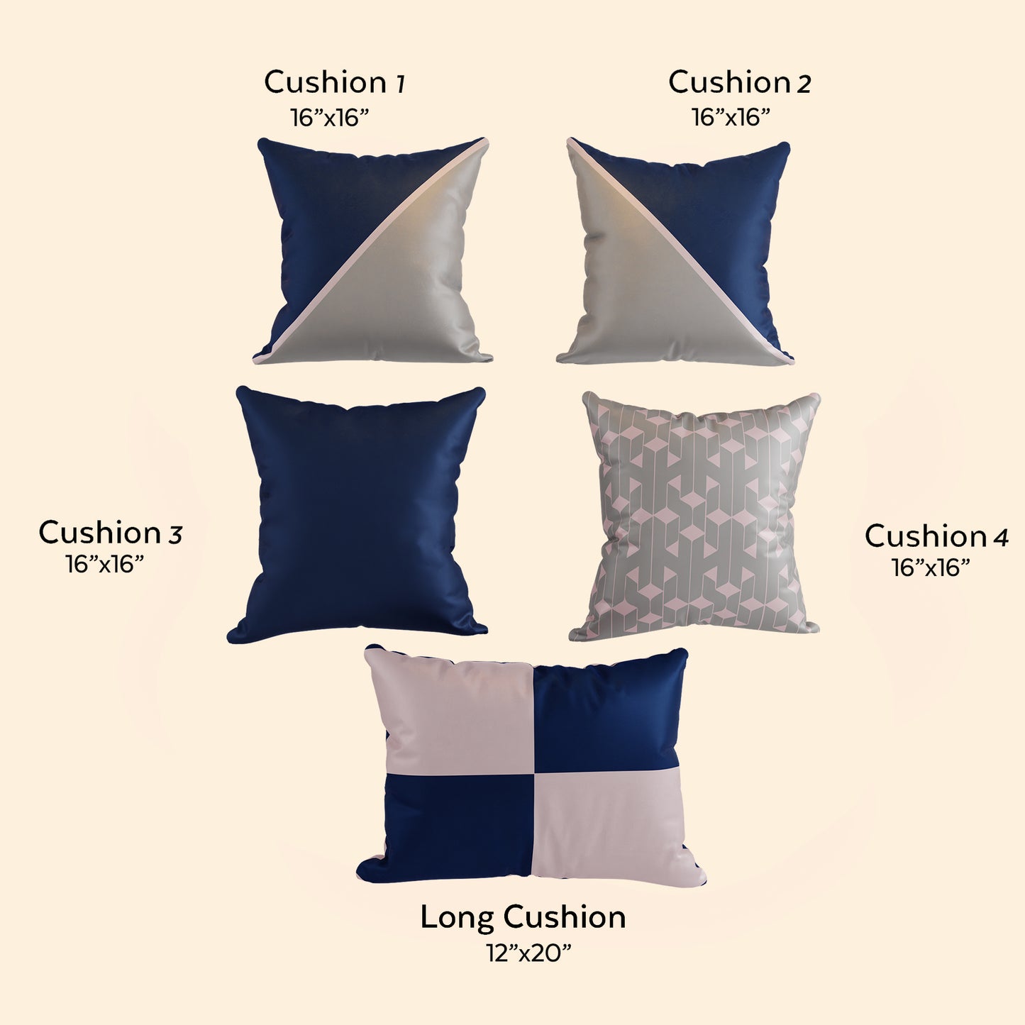 Twilight Tones Cushion Cover Set of 5 Combo (with fillers)