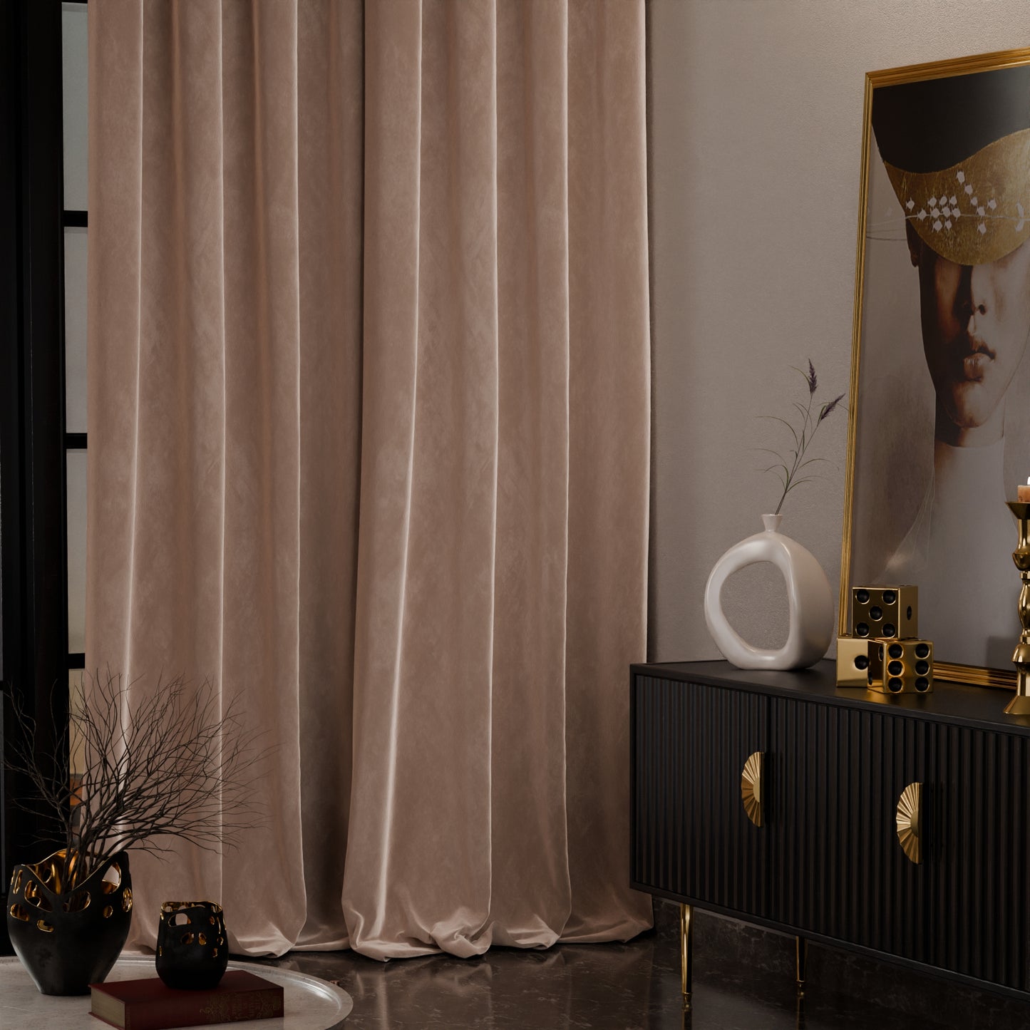 Parisian Blush Velvet Curtain