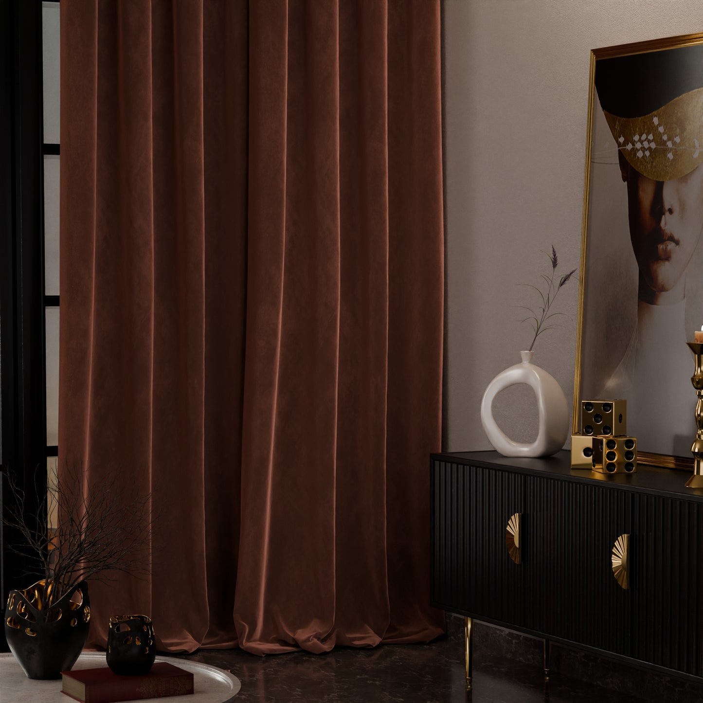 Caramel Caress Velvet Curtain