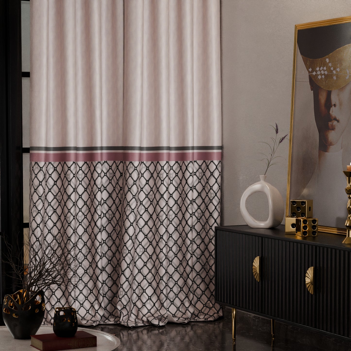 Noble Rose Satin Curtain