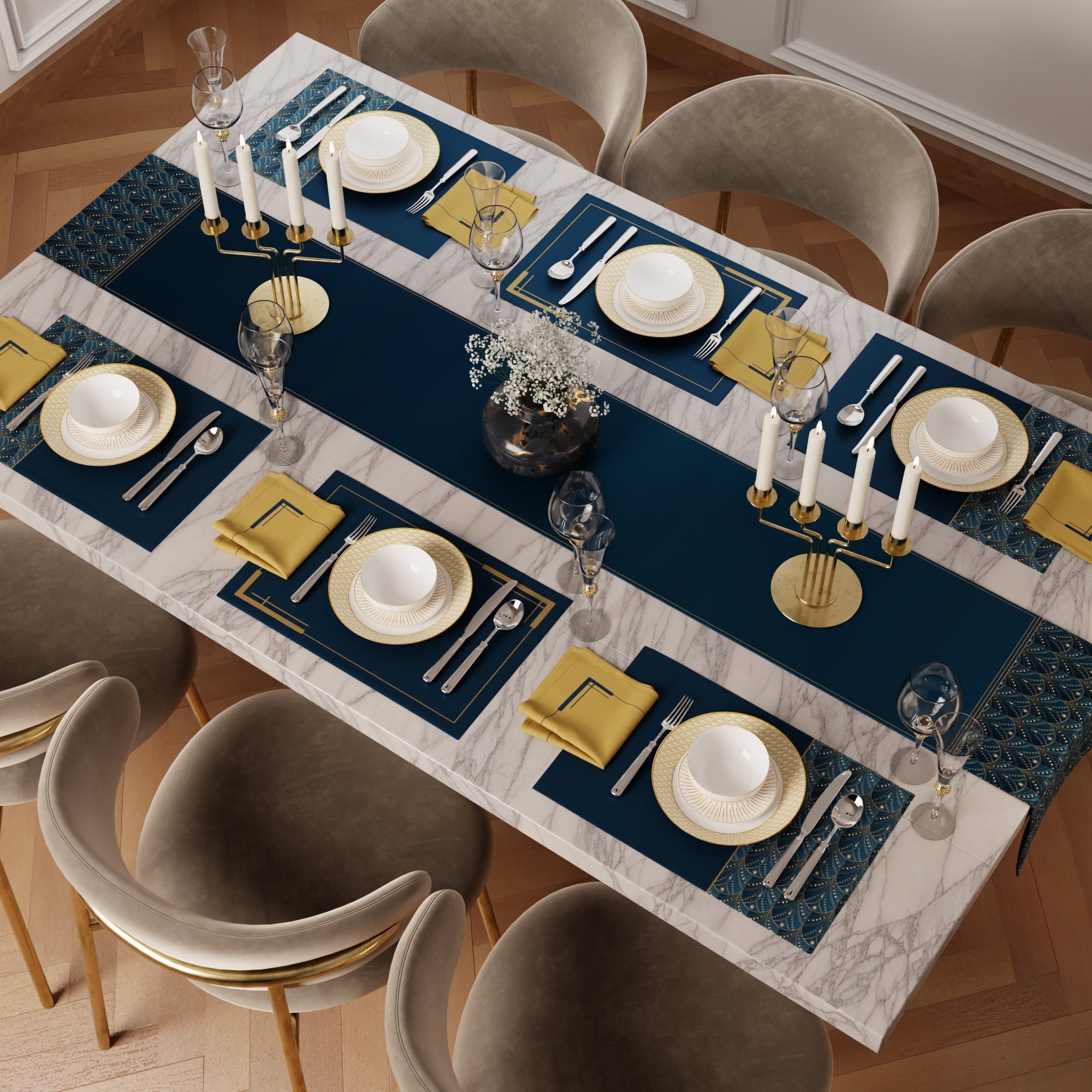 Teal Revelry Table Linen Set