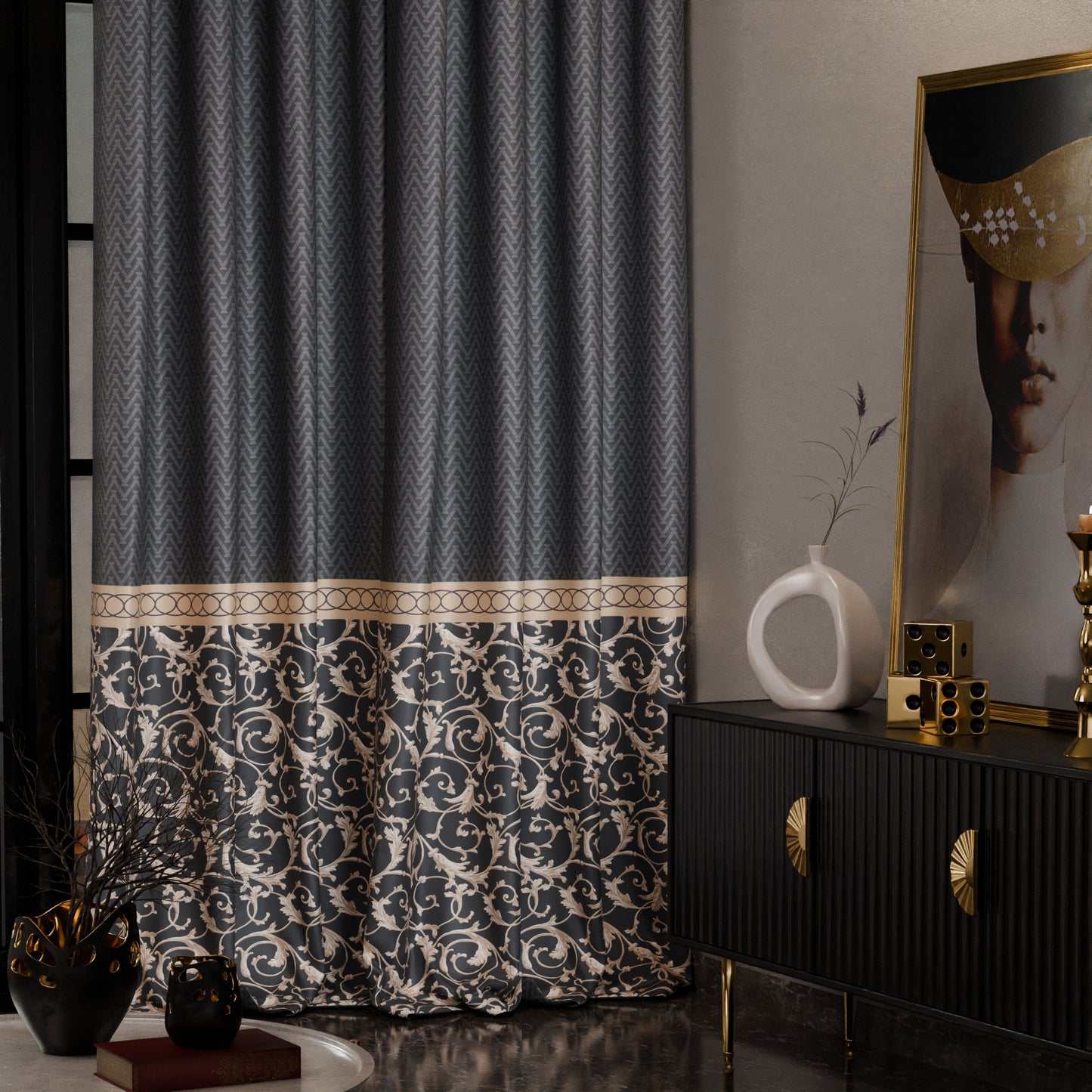 Regal Slate Satin Curtain