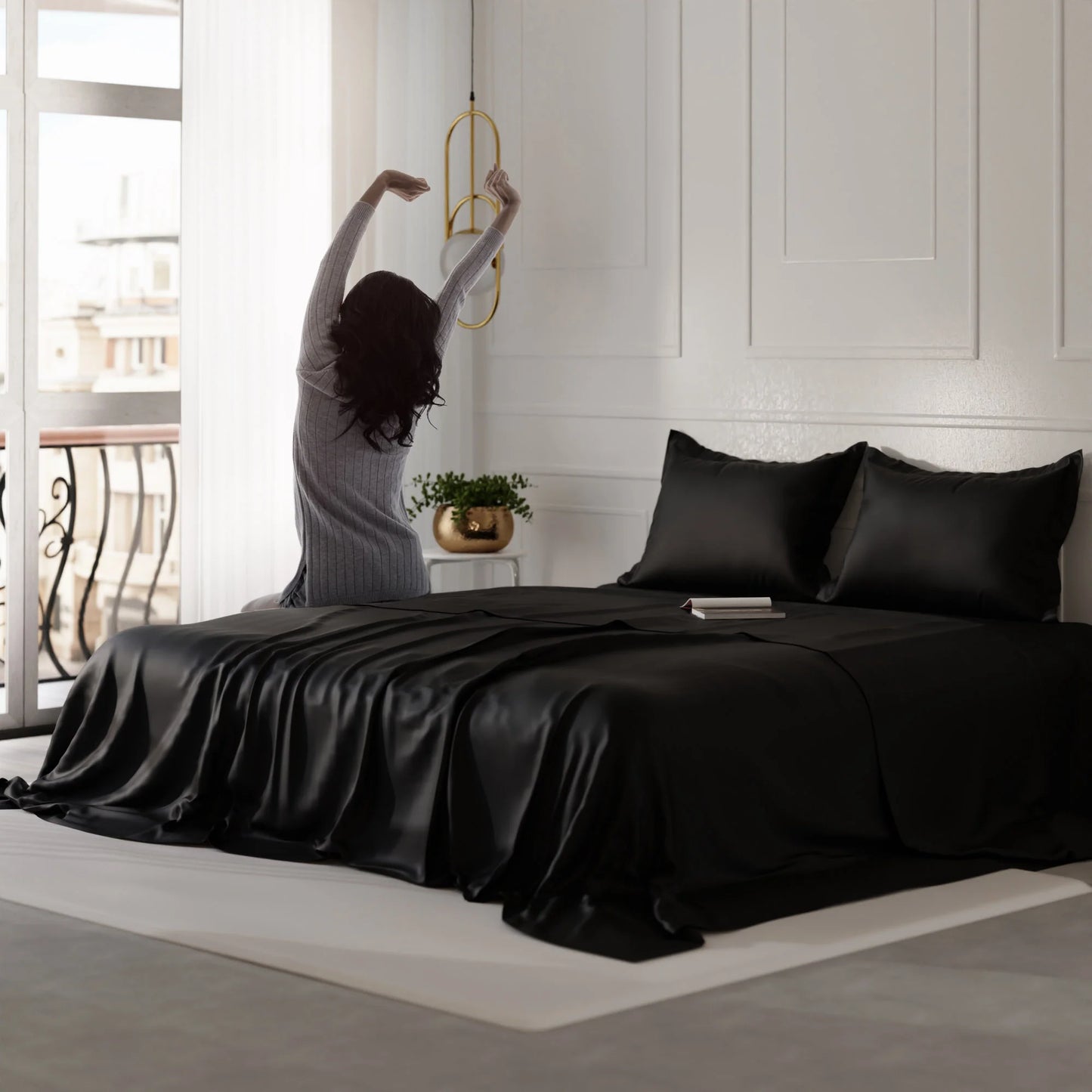 Flirty Red - Midnight Black Double Bedsheet Bundle