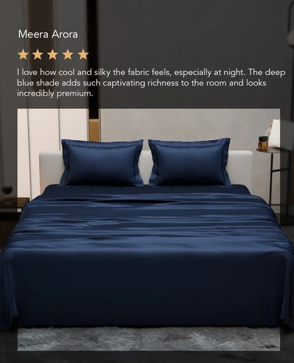 Mystique Blue Flat Bedsheet Set