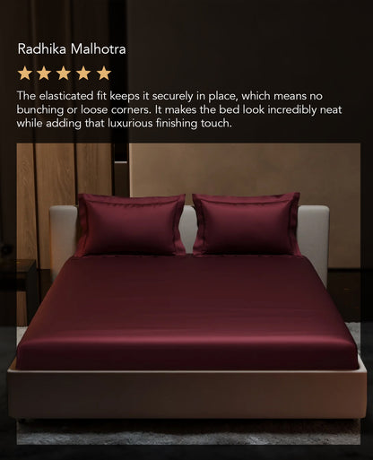 Velvet Wine Fitted Bedsheet Set