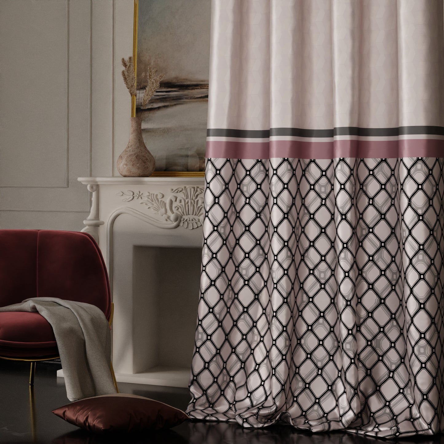 Noble Rose Satin Curtain