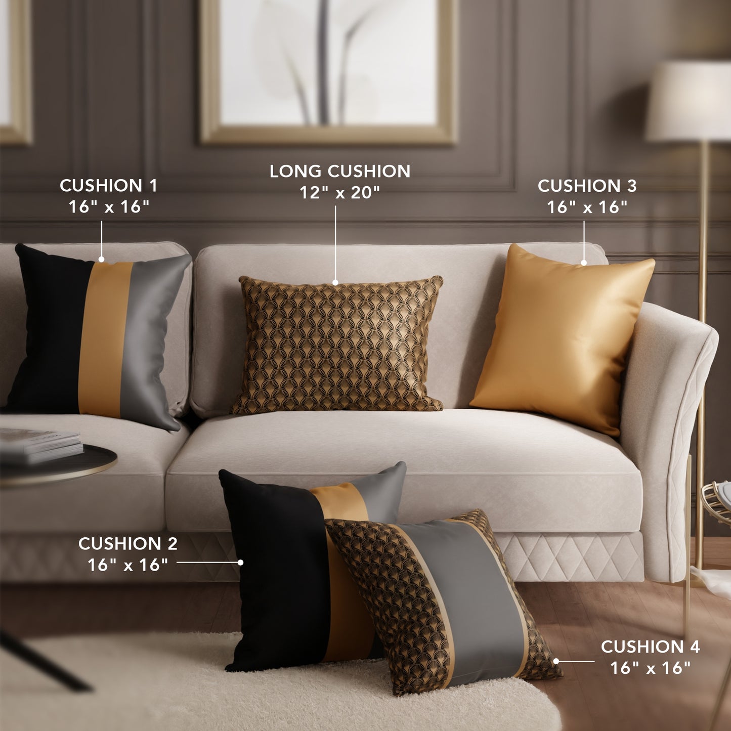 Golden Luxe Cushion Cover Set of 5