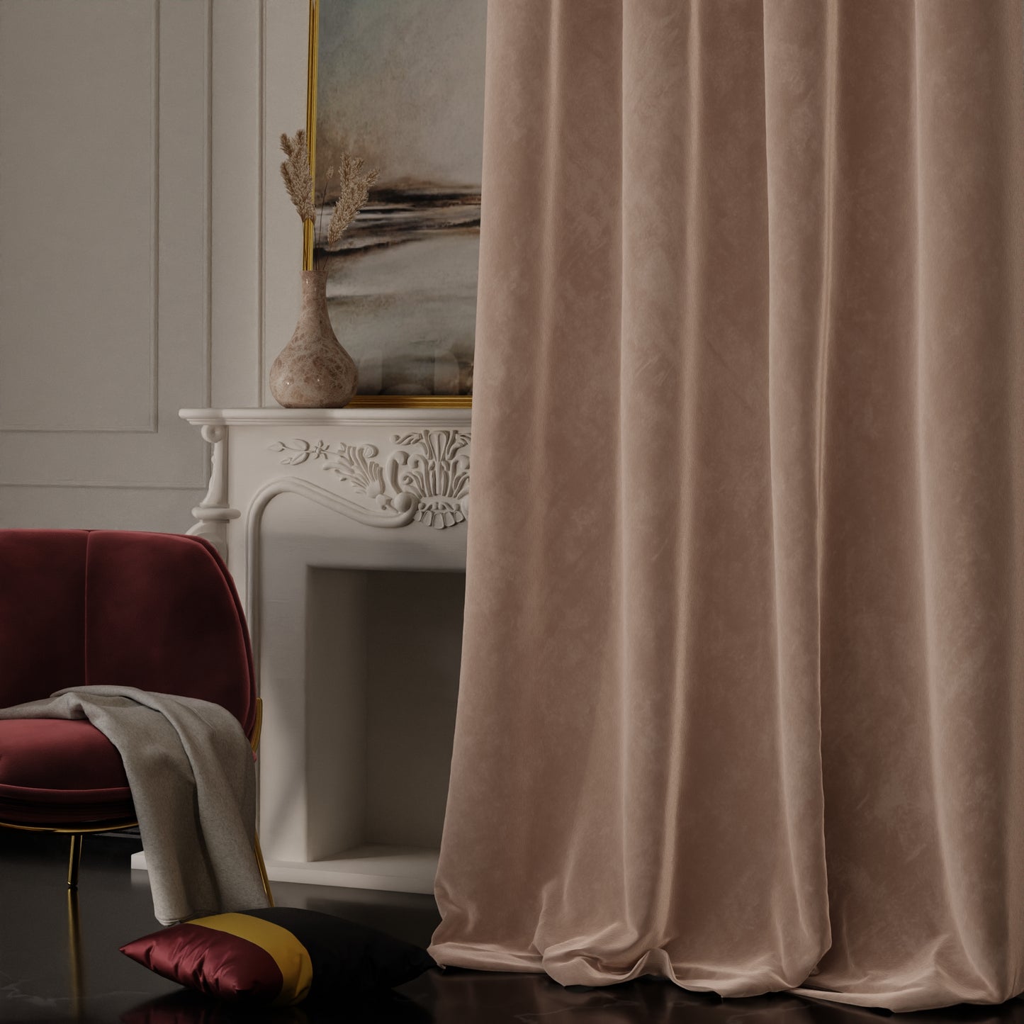 Parisian Blush Velvet Curtain