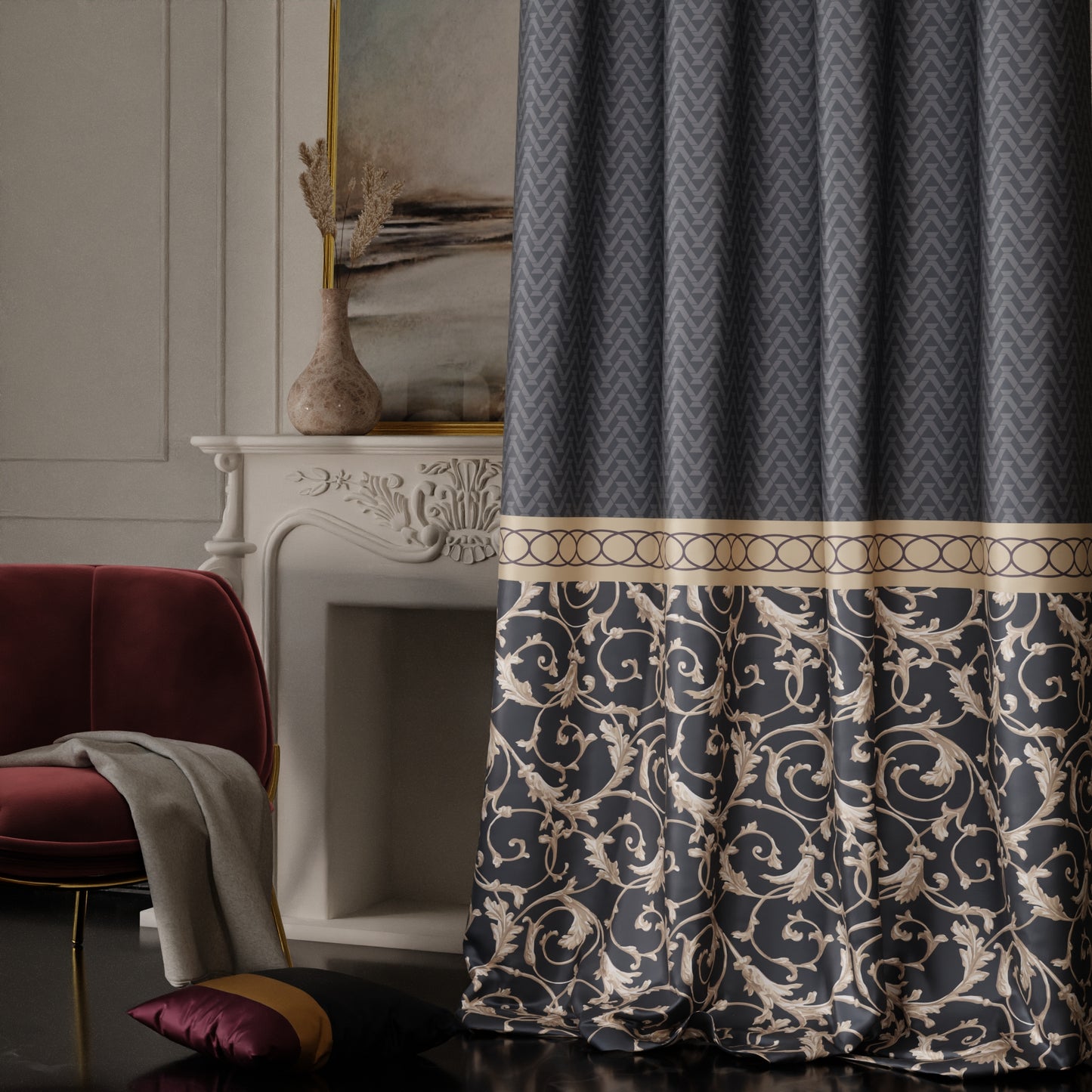 Regal Slate Satin Curtain