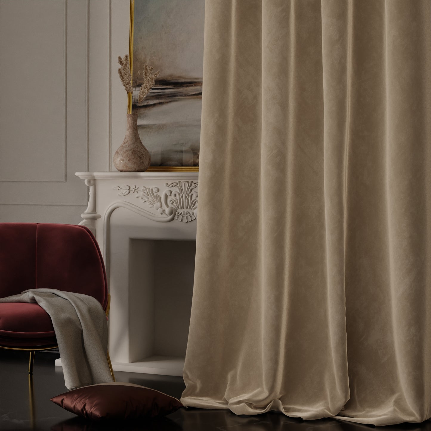 Ivory Elegance Velvet Curtain