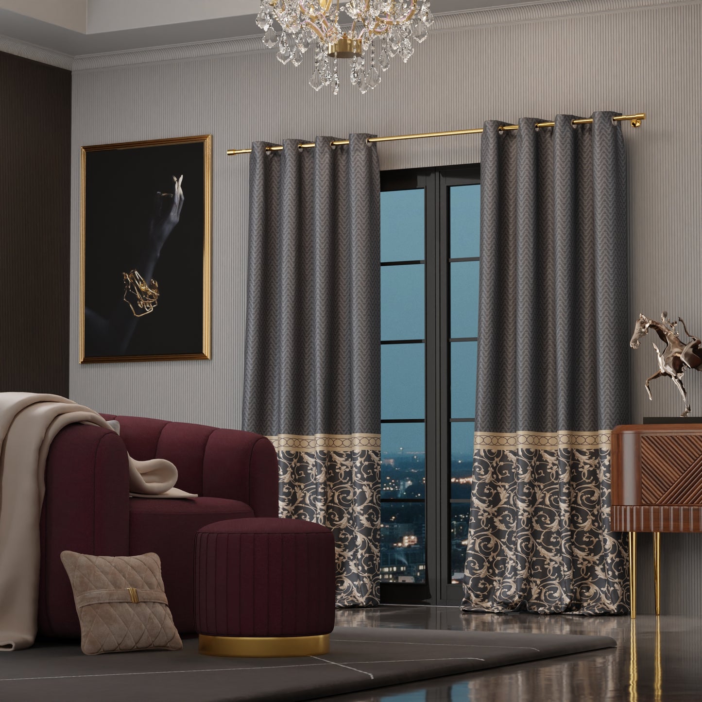 Regal Slate Satin Curtain