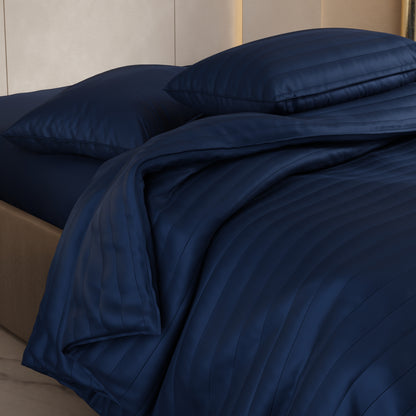 Mystique Blue Quilted King Bed Cover Set