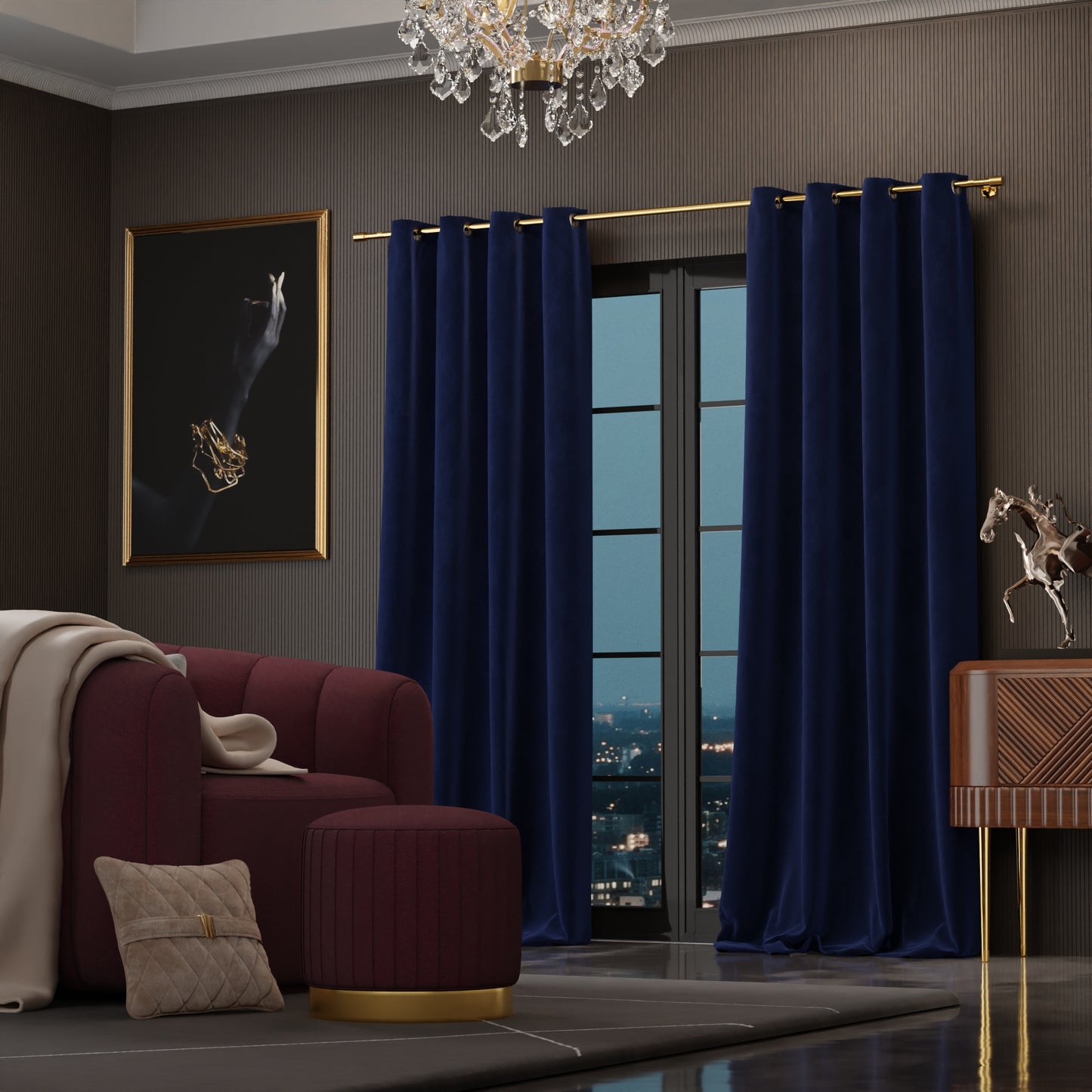 Blue Enigma Velvet Curtain