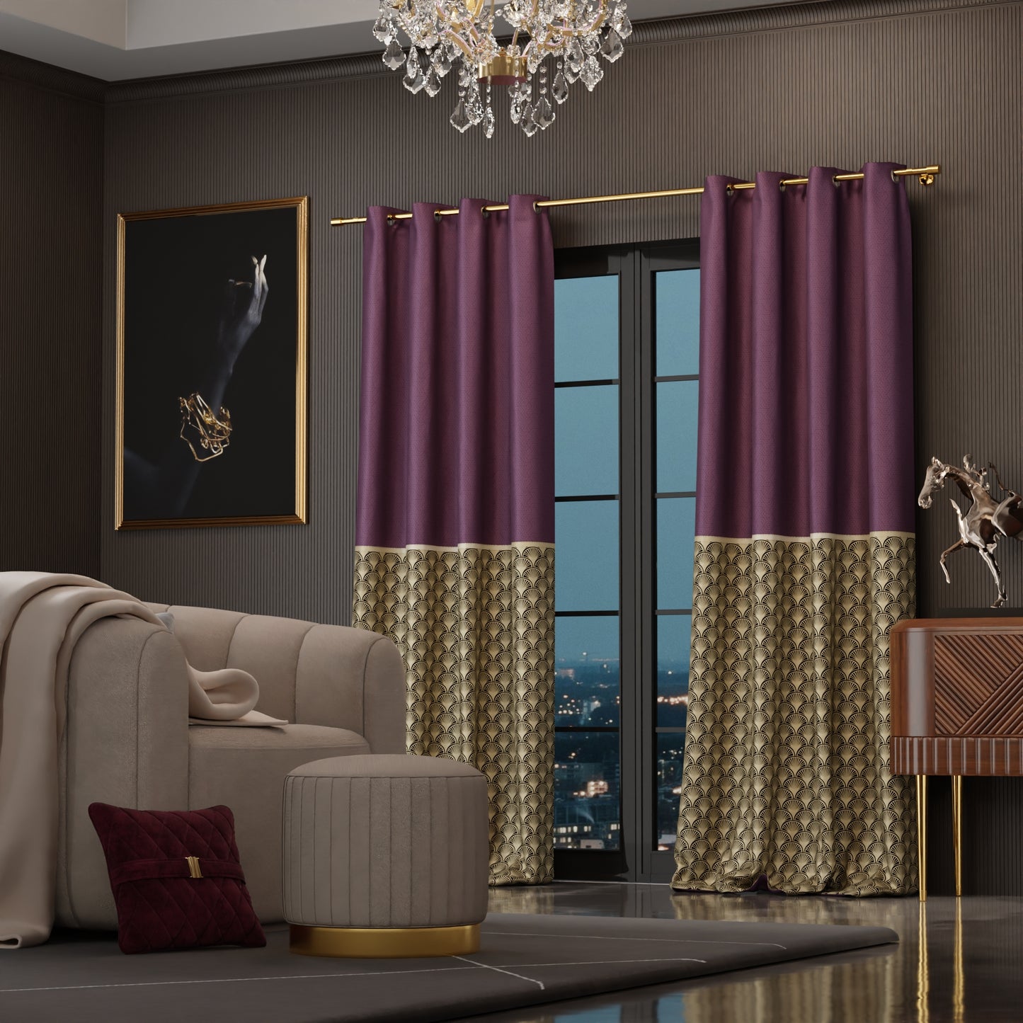 Royal Rouge Curtain with privacy lining