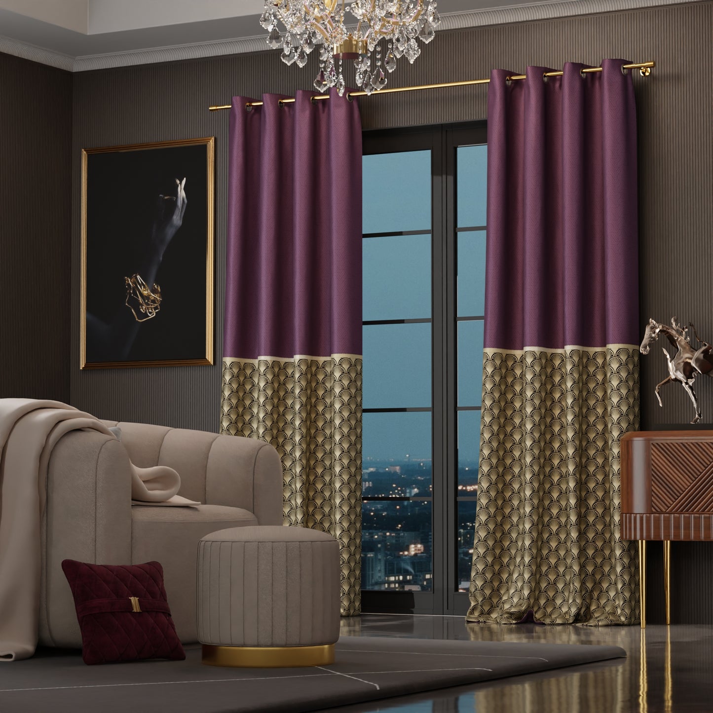 Royal Rouge Curtain with privacy lining