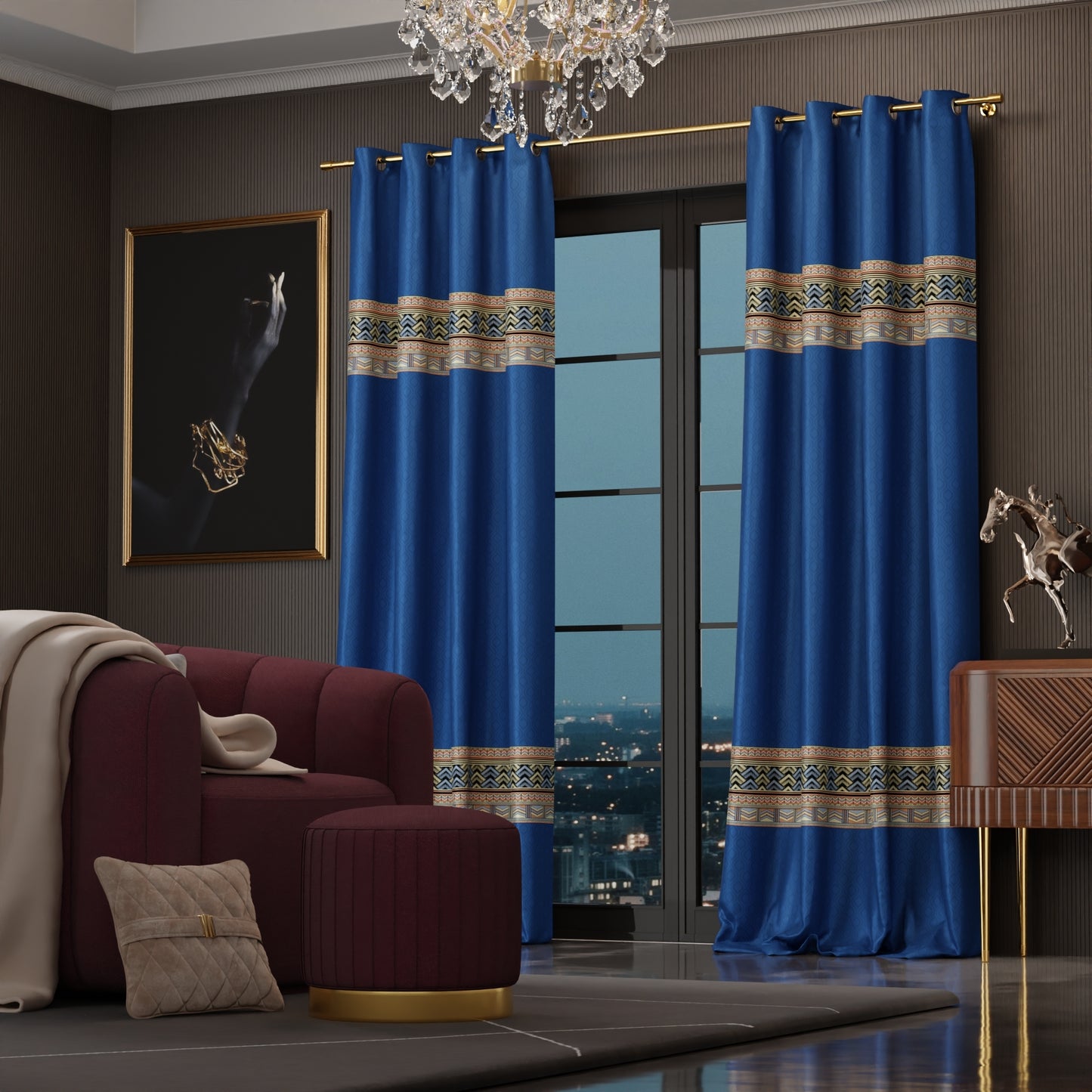 Celestial Blue Curtain with privacy lining