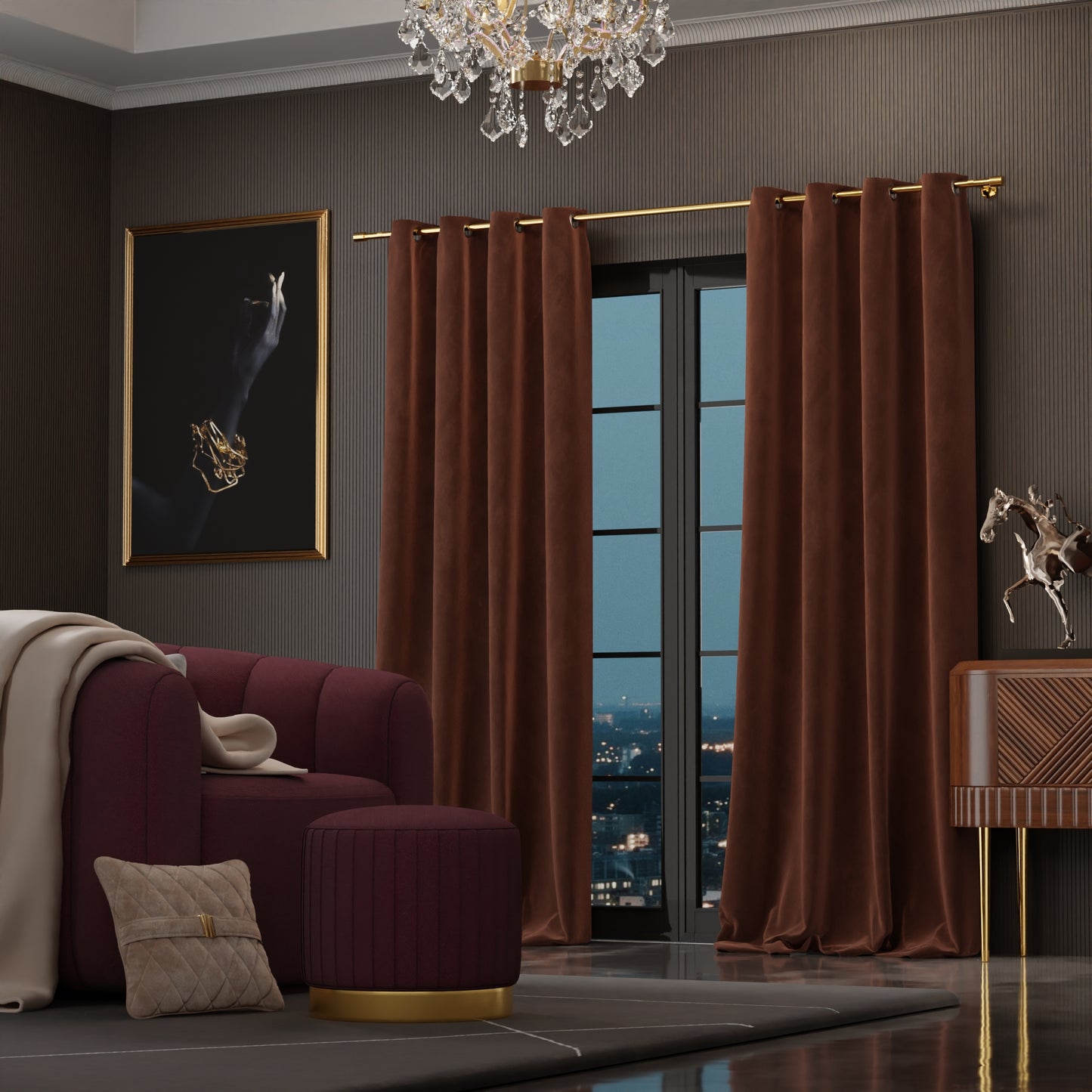 Caramel Caress Velvet Curtain