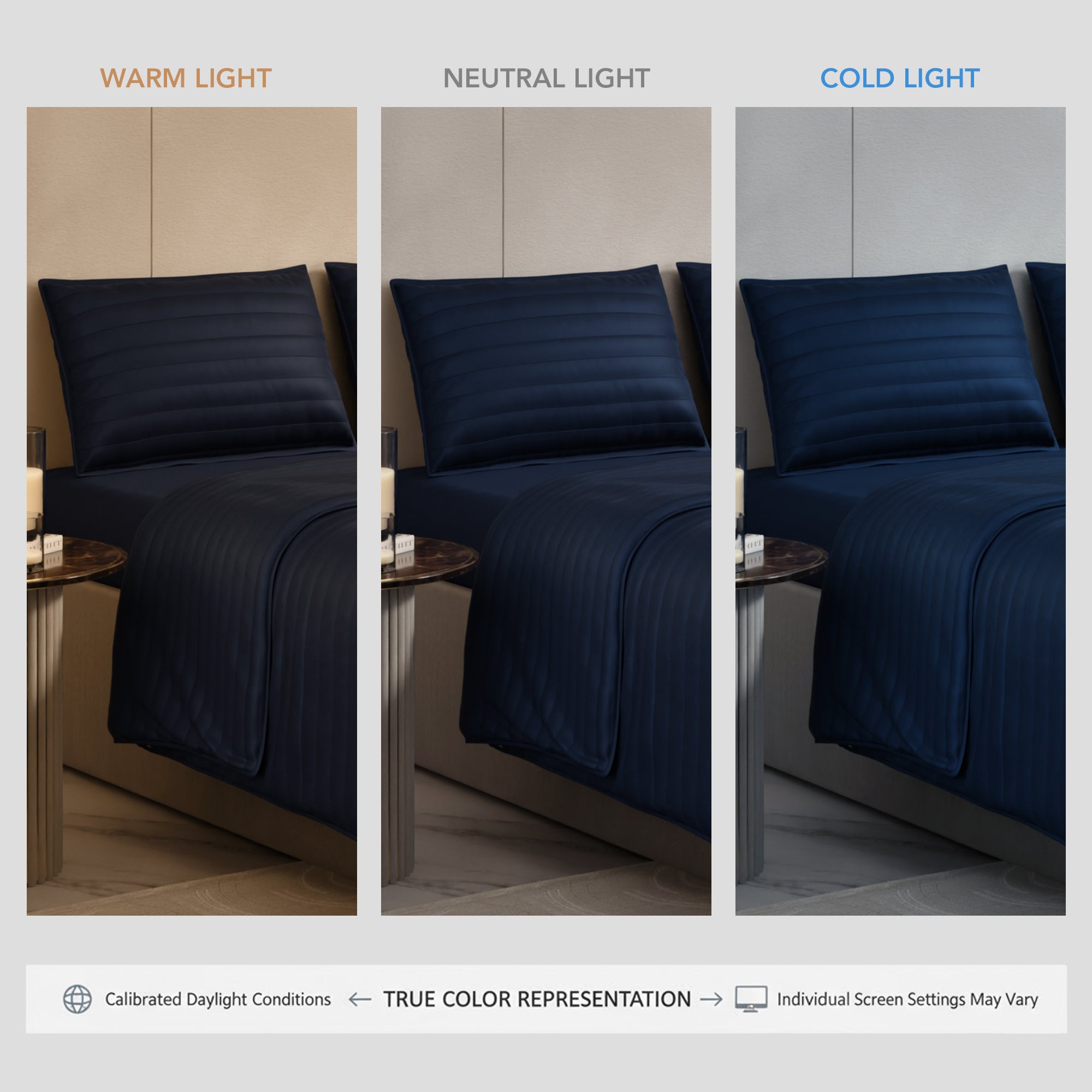 Mystique Blue Quilted King Bed Cover Set