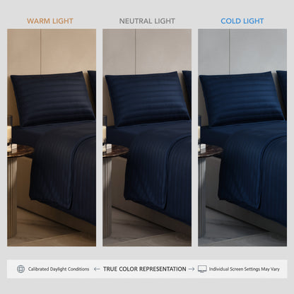 Mystique Blue Quilted King Bed Cover Set