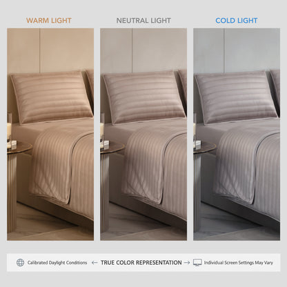 Champagne Quilted King Bed Cover Set