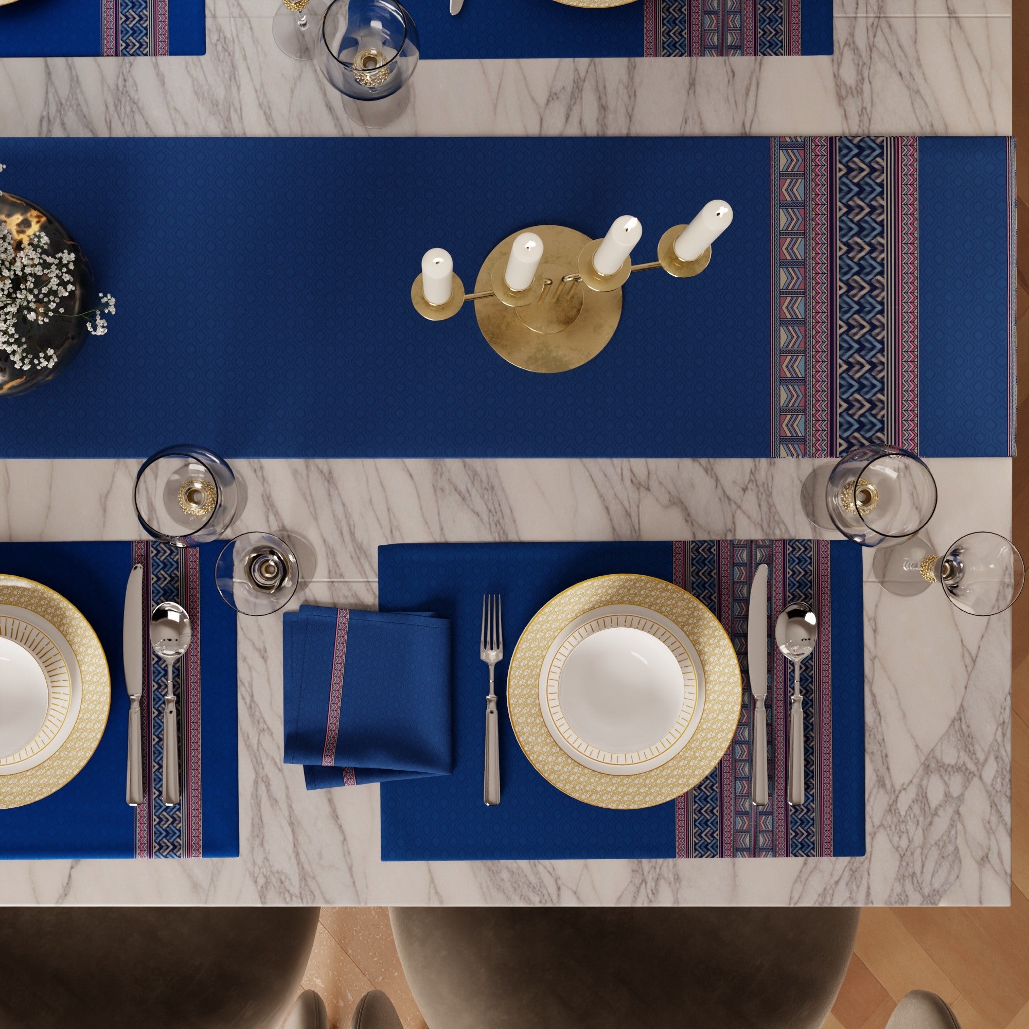 Royal Blue Feast Table Linen Set