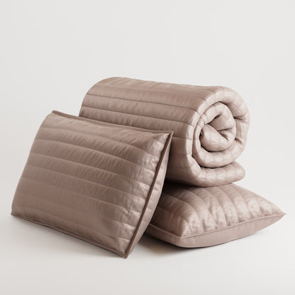 Champagne Quilted King Bed Cover Set