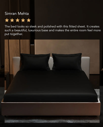 Midnight Black Fitted Bedsheet Set