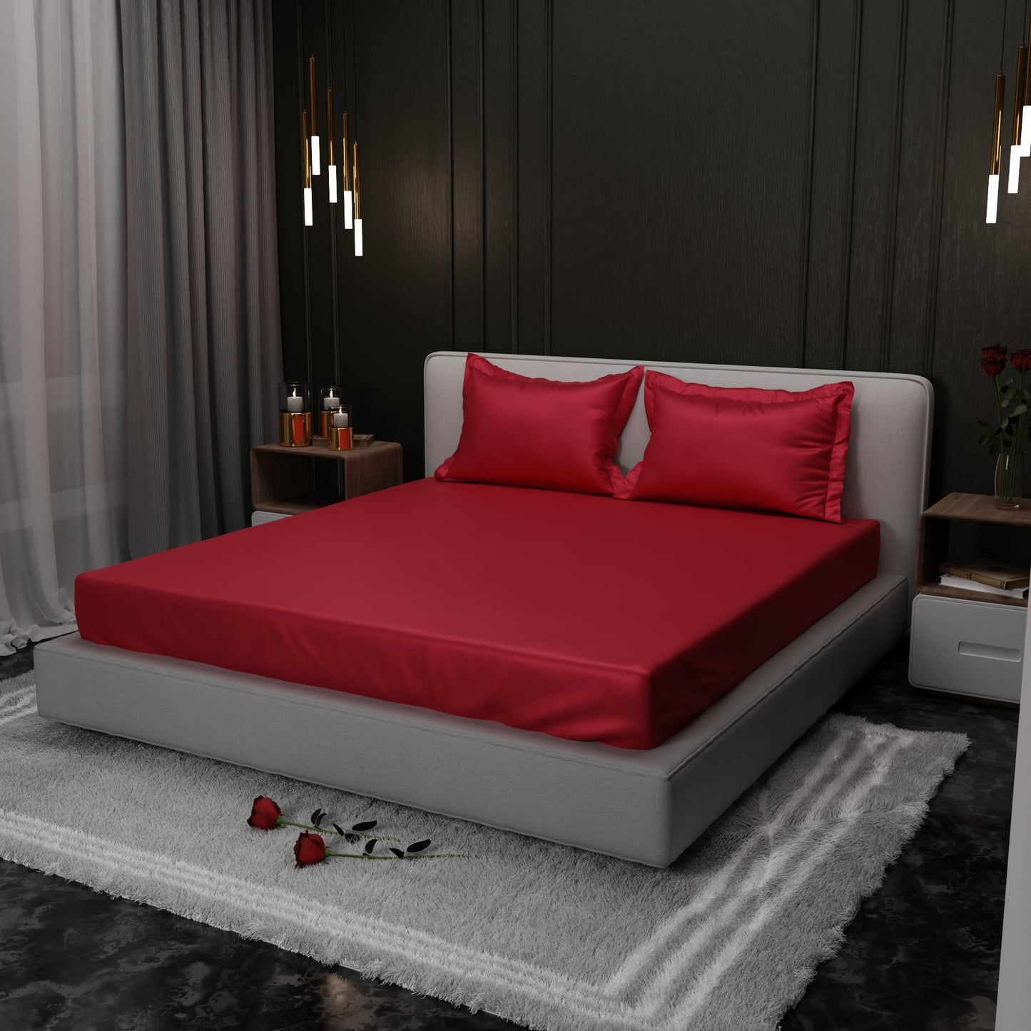Flirty Red Fitted Bedsheet Set