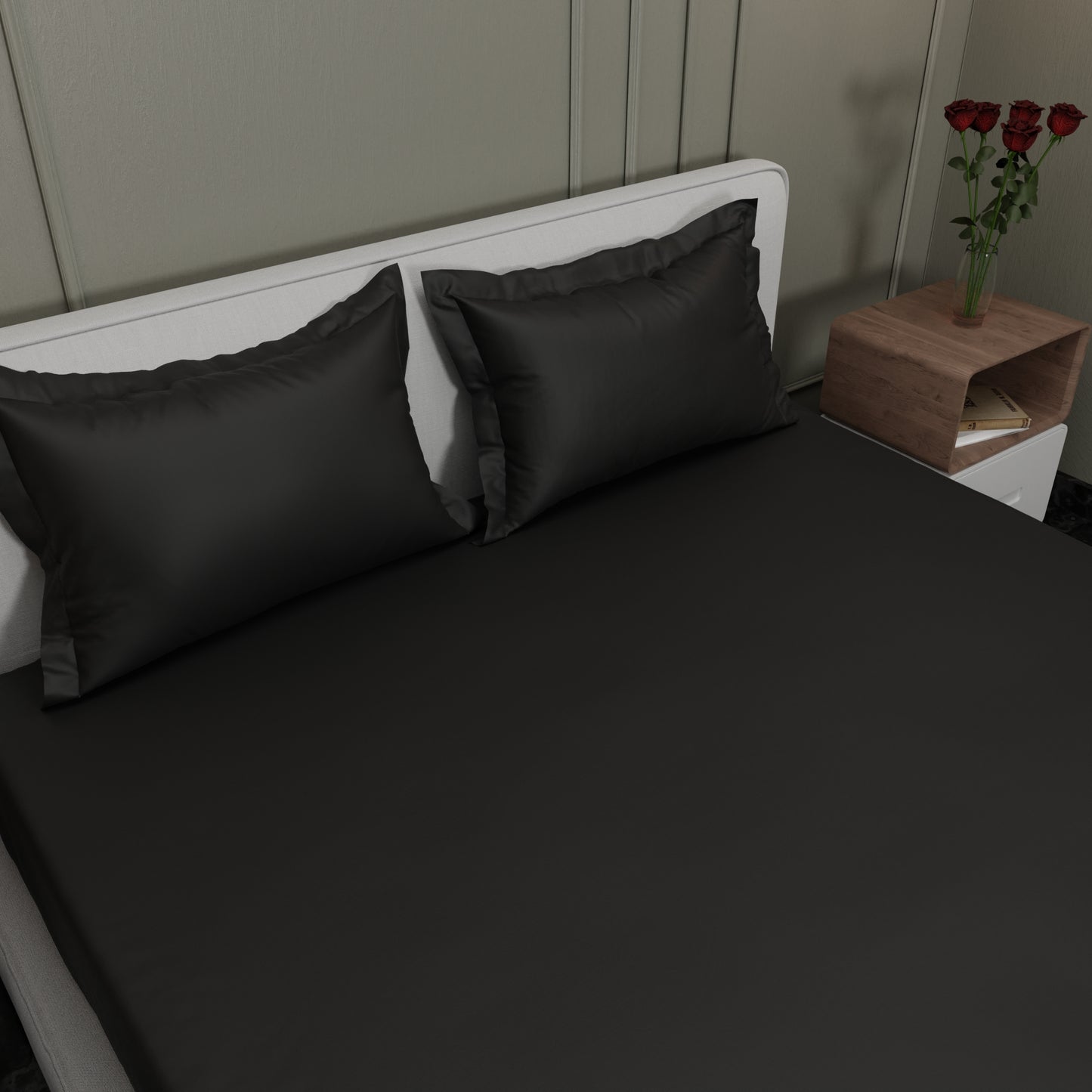Midnight Black Fitted Bedsheet Set