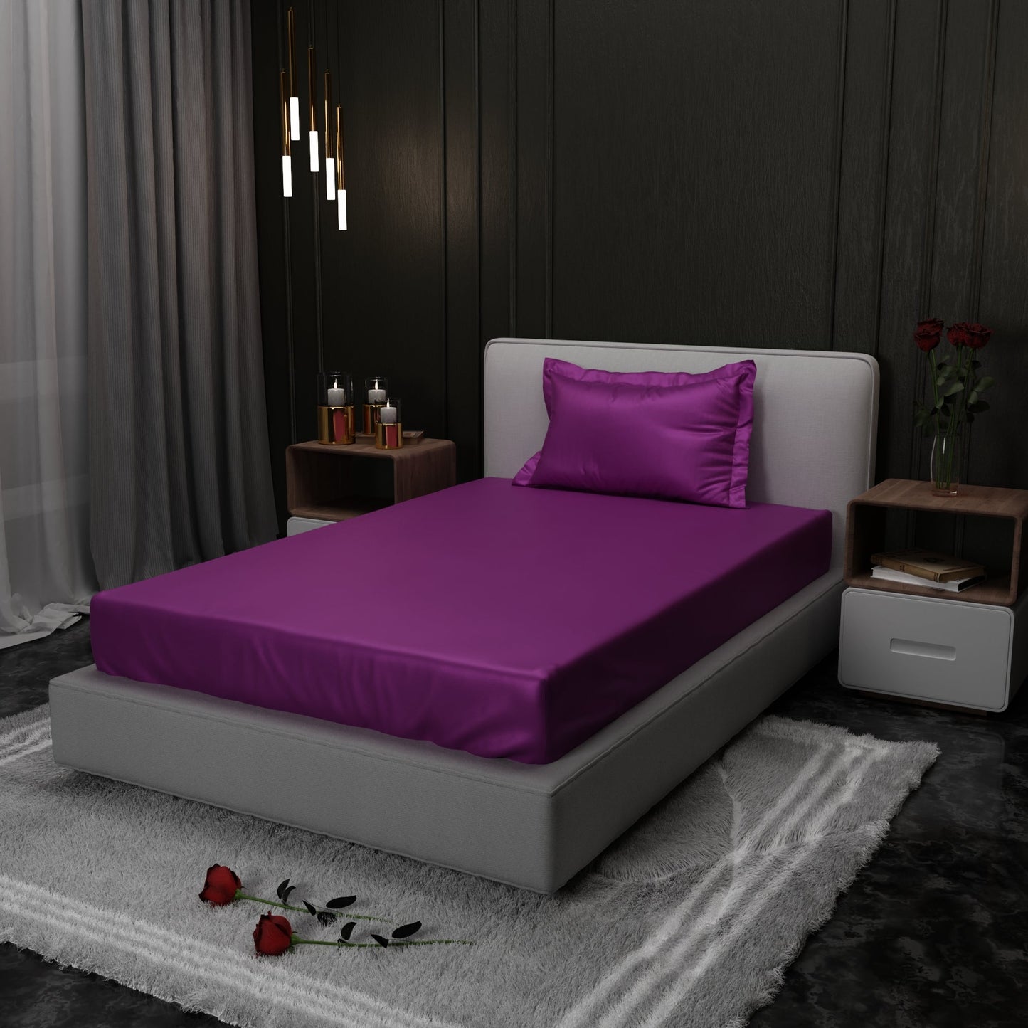 Plum Fitted Bedsheet Set