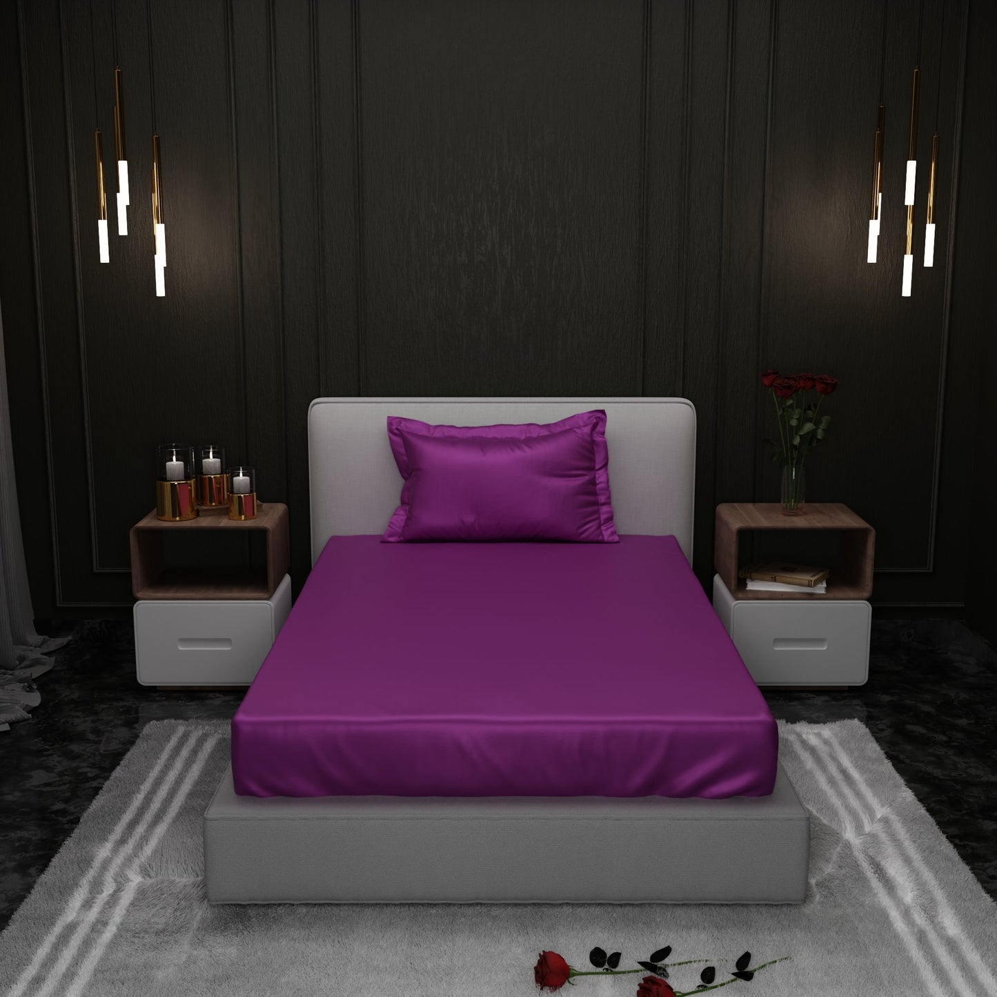 Plum Fitted Bedsheet Set