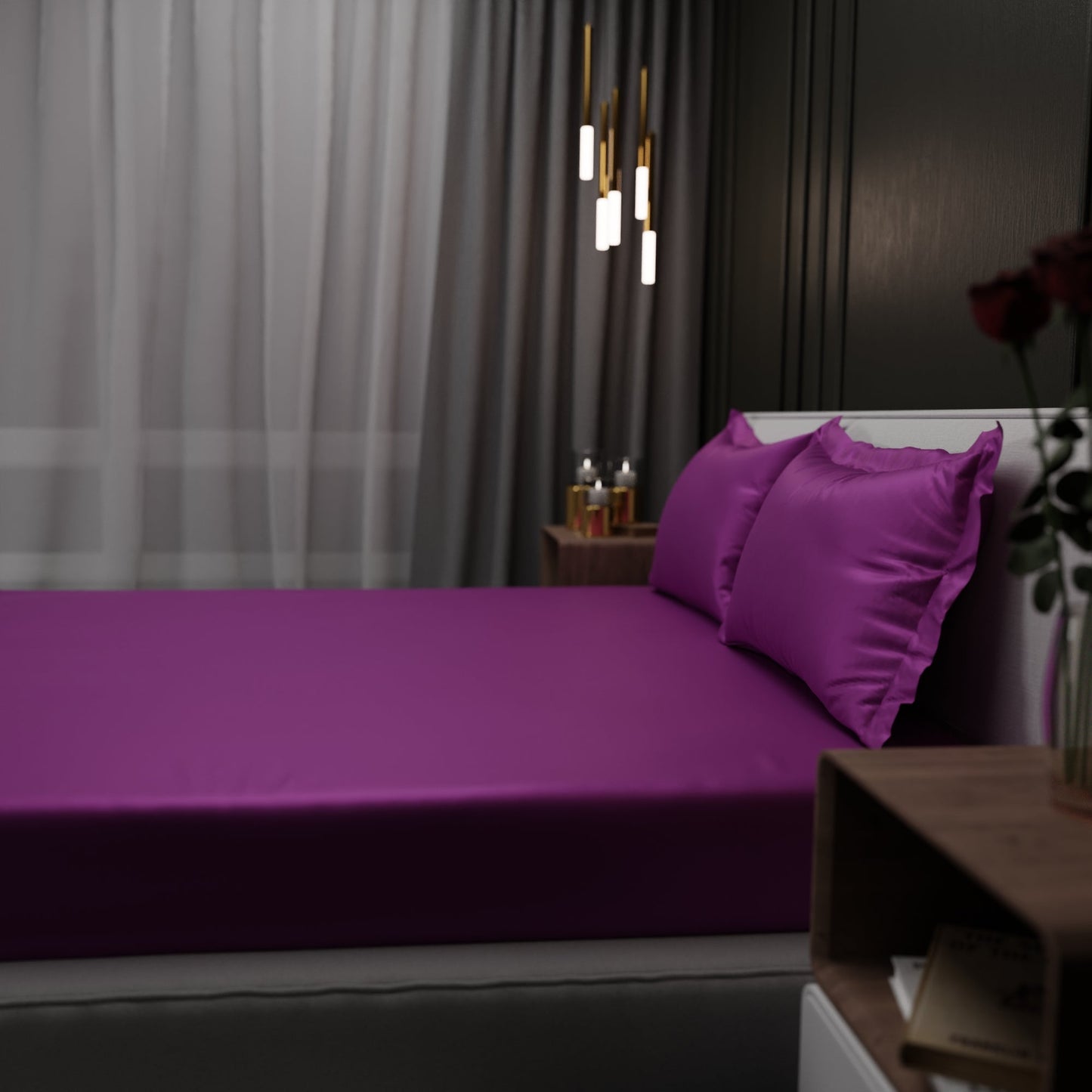 Plum Fitted Bedsheet Set