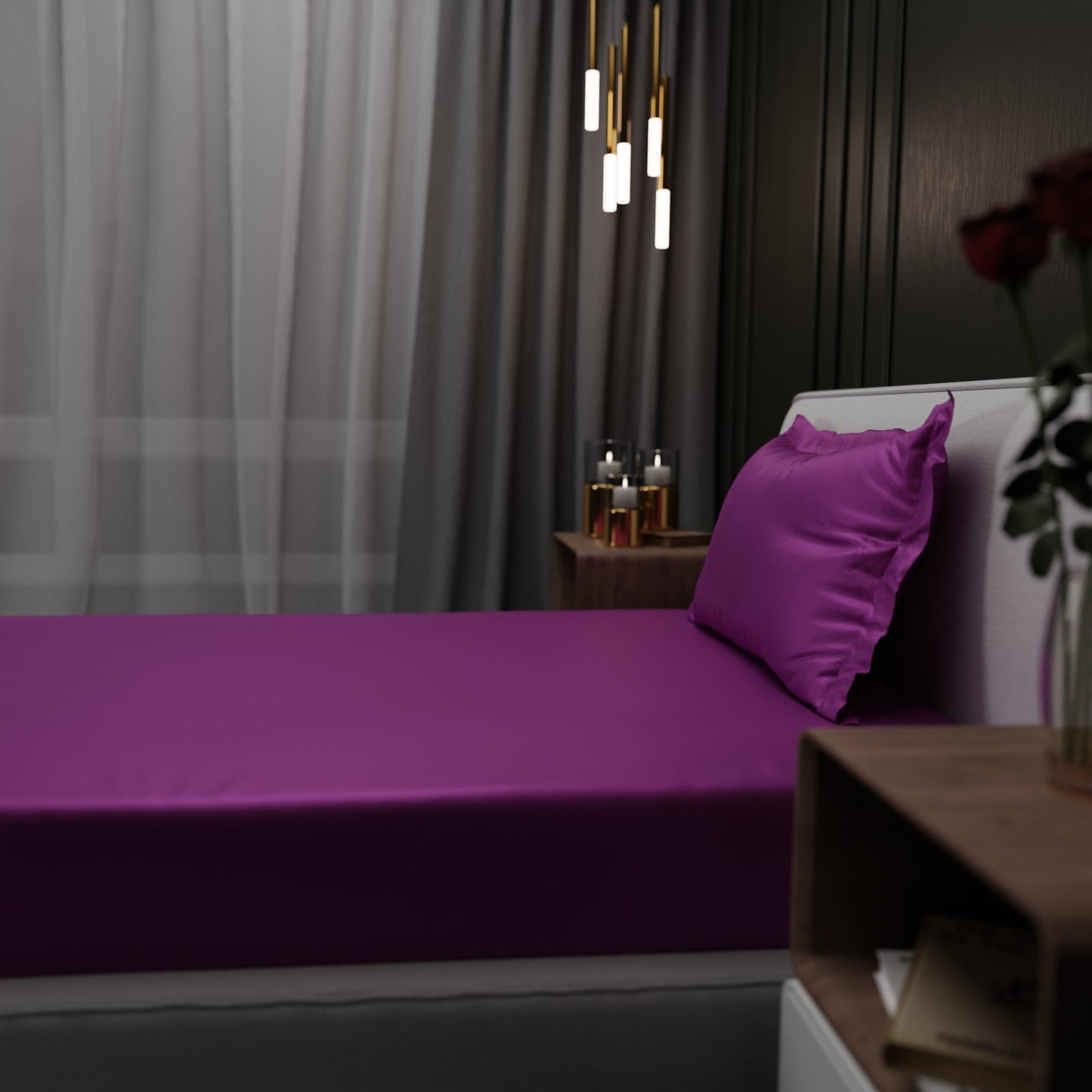 Plum Fitted Bedsheet Set