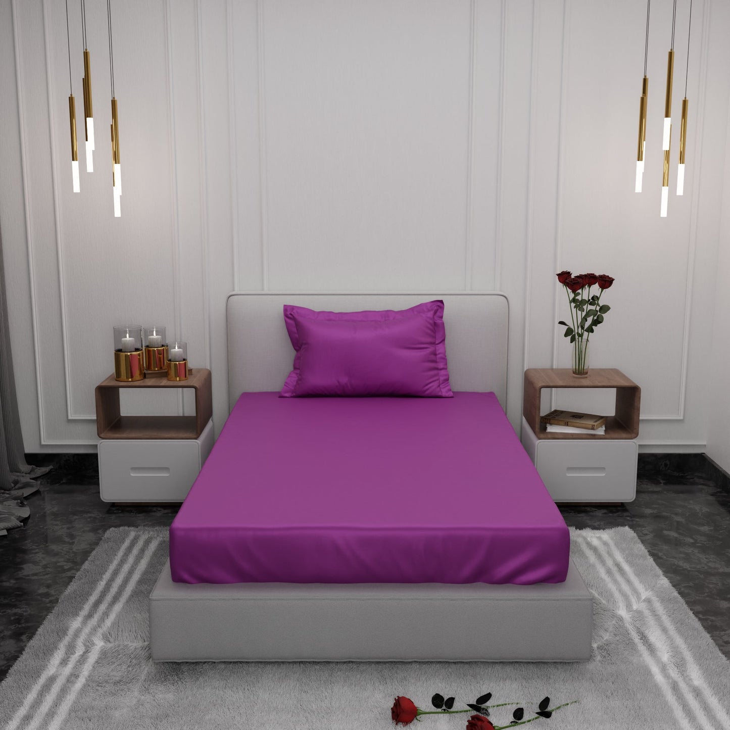 Plum Fitted Bedsheet Set