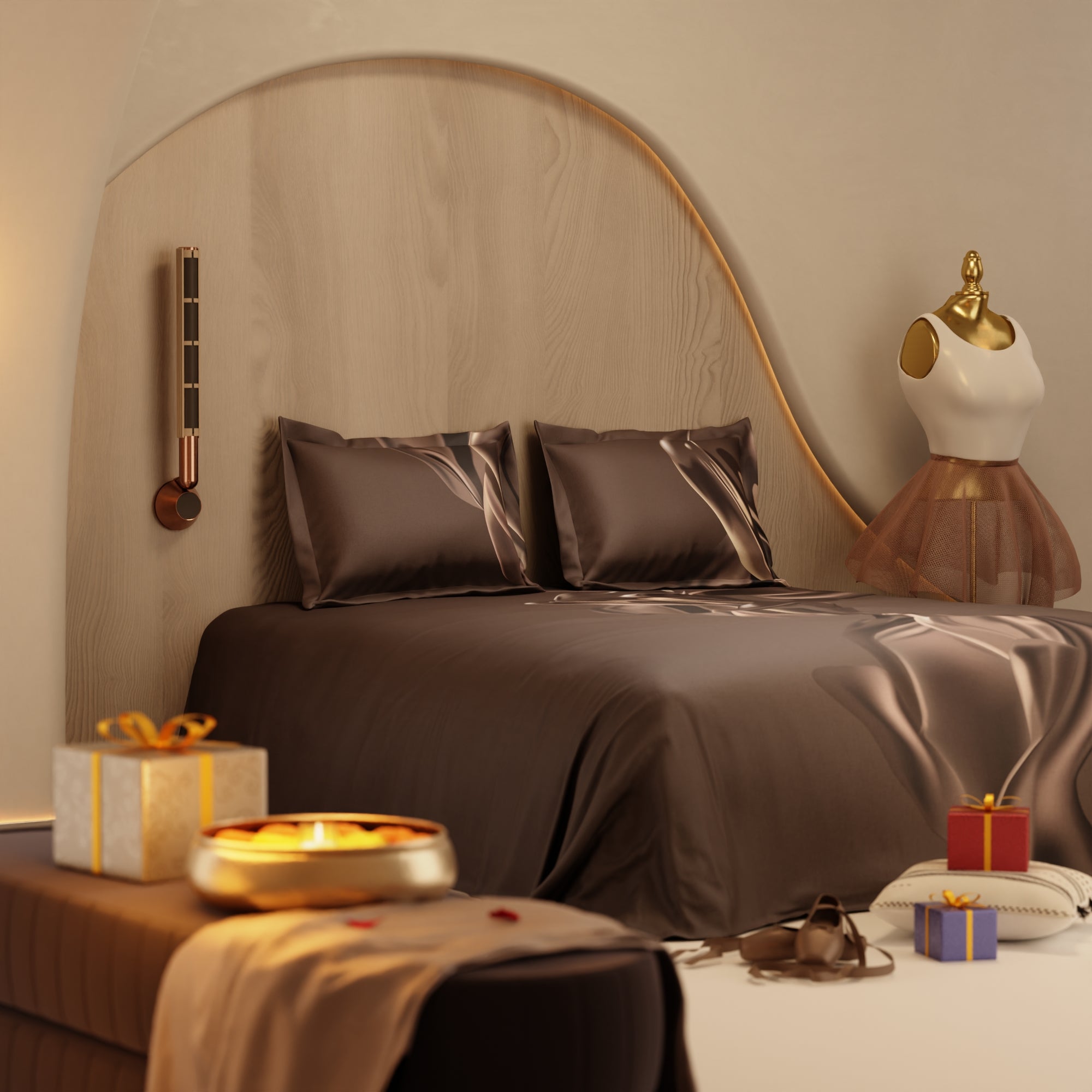 Sepia Swirl 100% Cotton Bedsheet Set