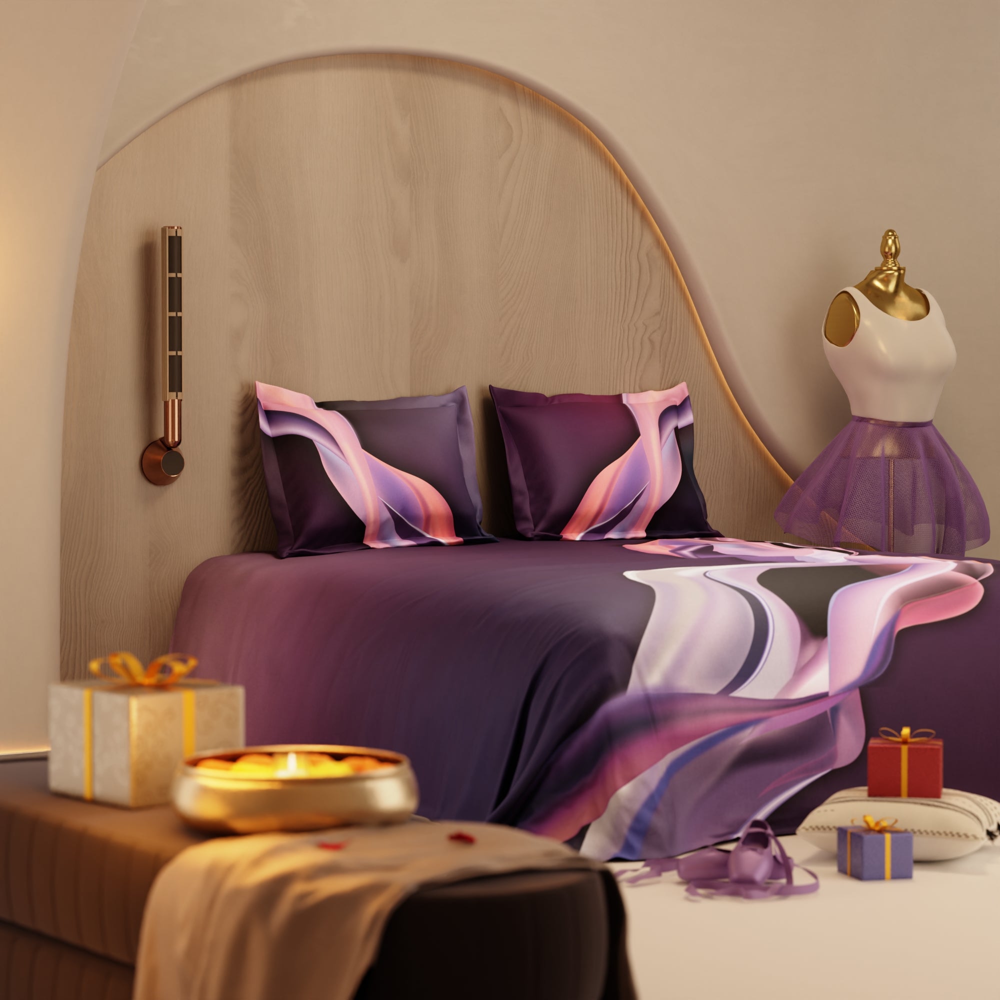 Plum Pirouette 100% Cotton Bedsheet Set