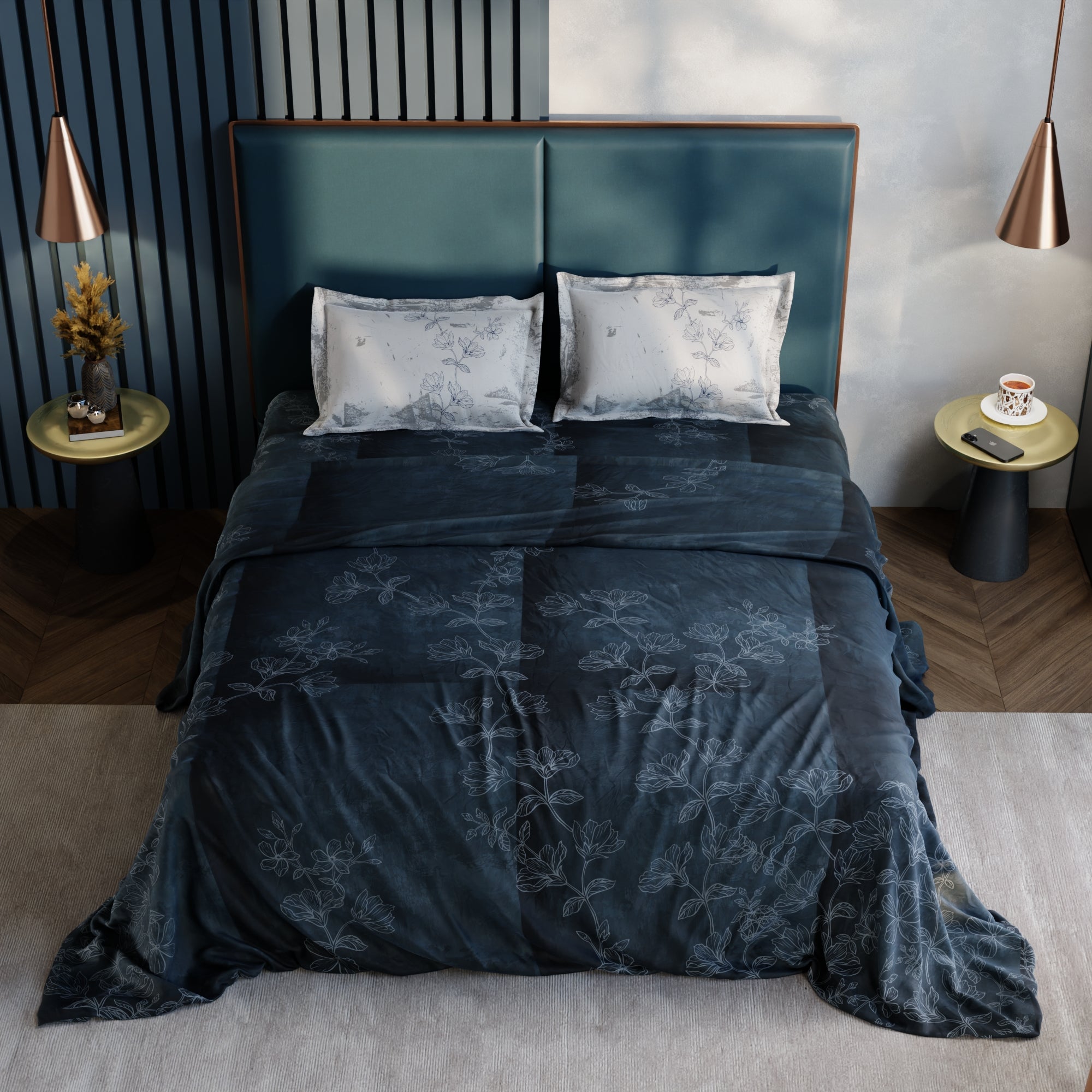 Blue Patina 100% Cotton Bedsheet Set