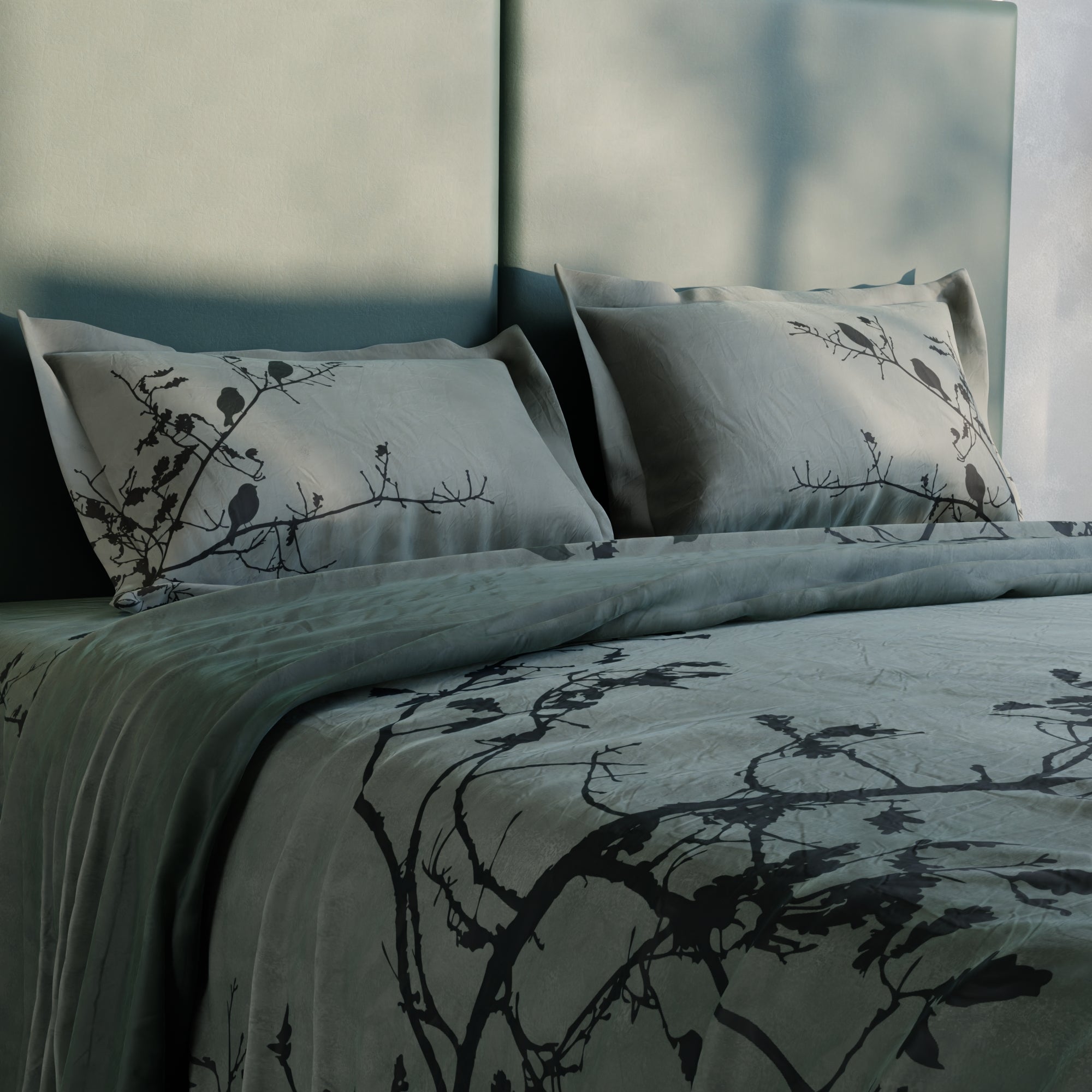 Teal Perch 100% Cotton Bedsheet Set