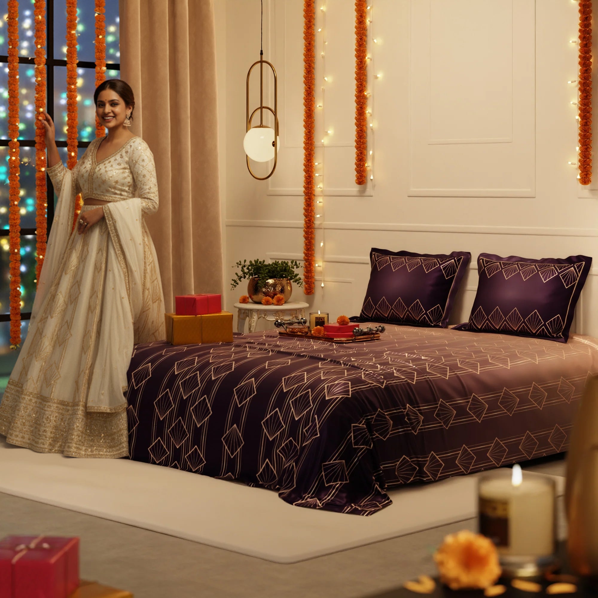 Plum Radiance Bedsheet Set