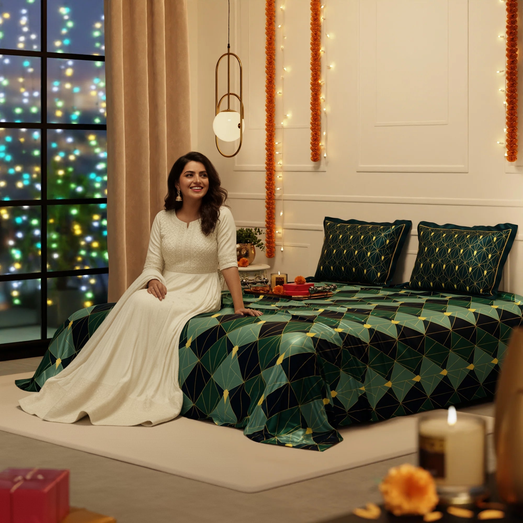 Emerald Celebration Bedsheet Set