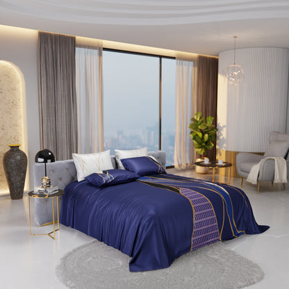 Indigo Fragment Enriched Cotton Bedsheet Set