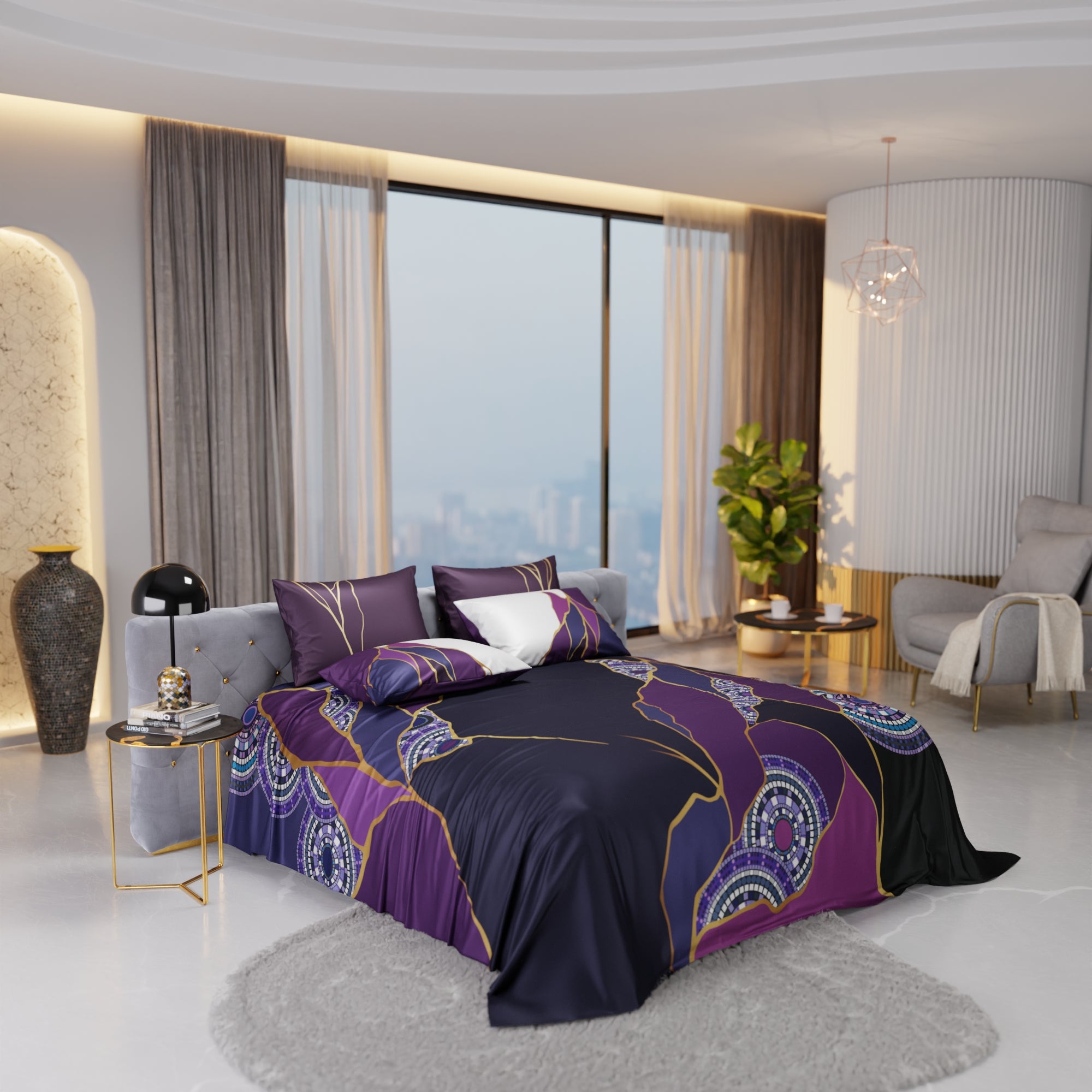 Burgundy Prism Enriched Cotton Bedsheet Set