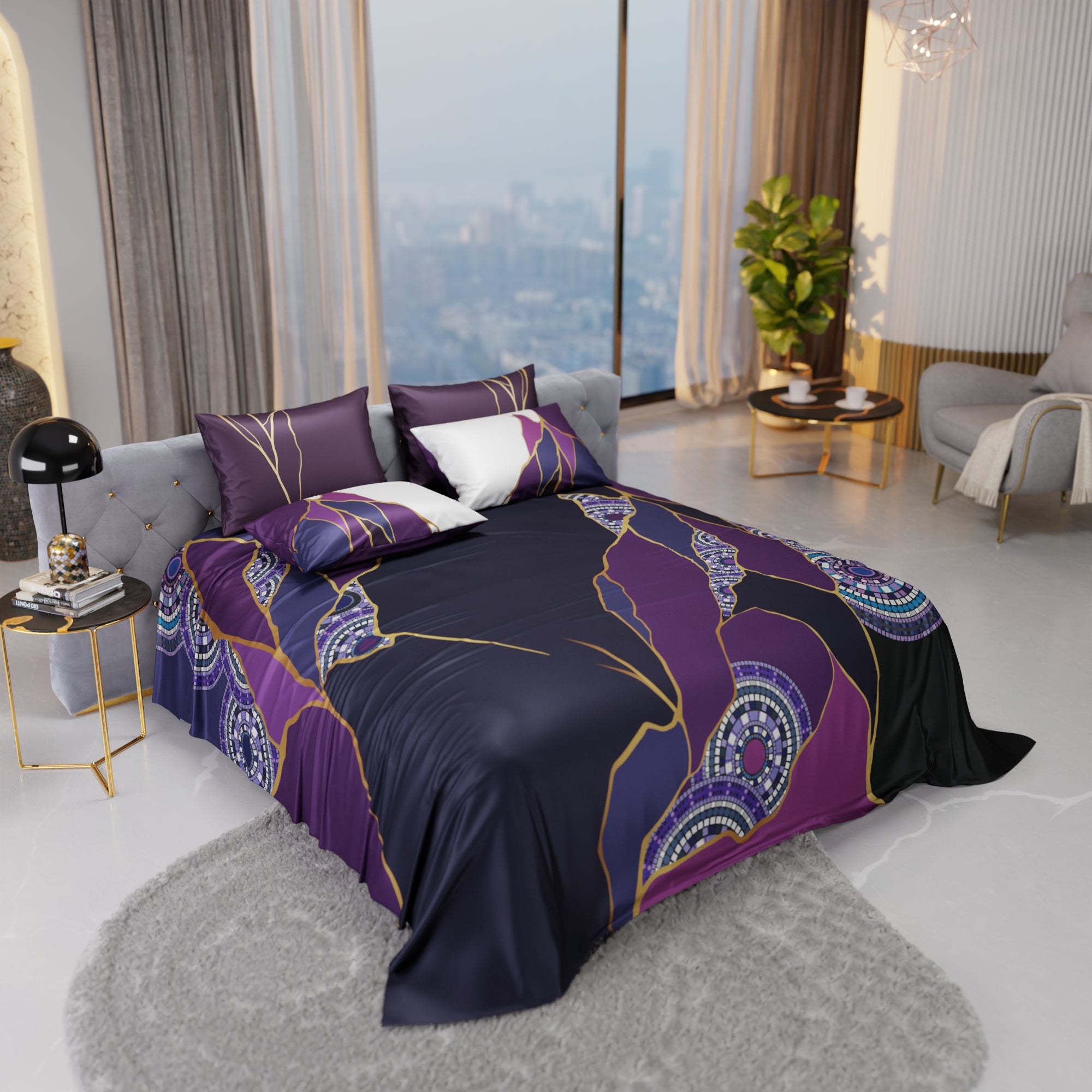 Burgundy Prism Enriched Cotton Bedsheet Set
