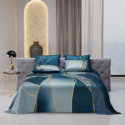 Teal Trance Enriched Cotton Bedsheet Set