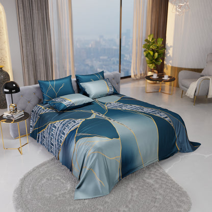 Teal Trance Enriched Cotton Bedsheet Set