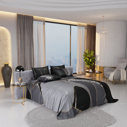 Charcoal Mirage Enriched Cotton Bedsheet Set