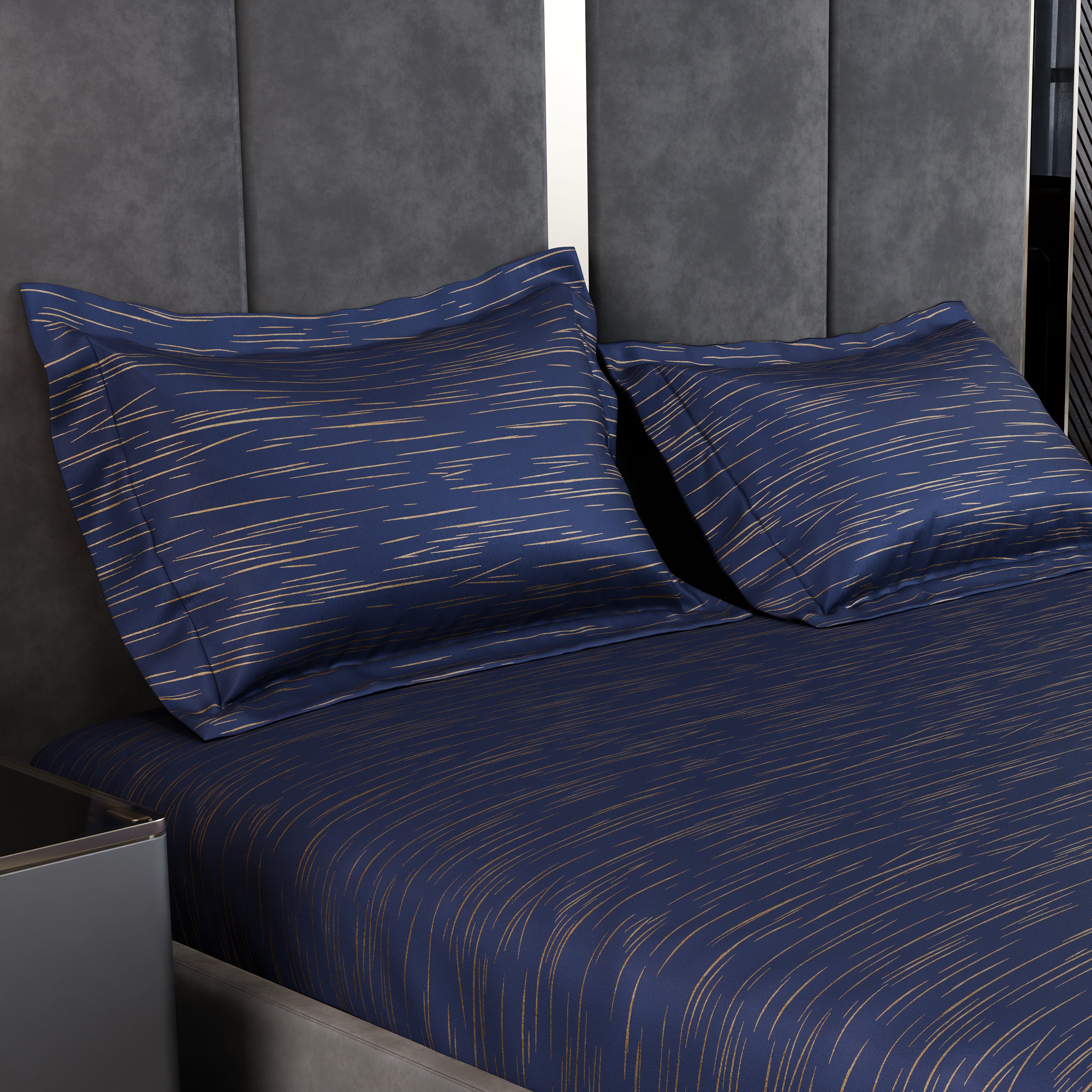 Sapphire Sparkle  Luxstre Cotton Fitted Sheet Set