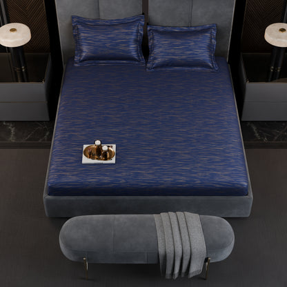 Sapphire Sparkle  Luxstre Cotton Fitted Sheet Set